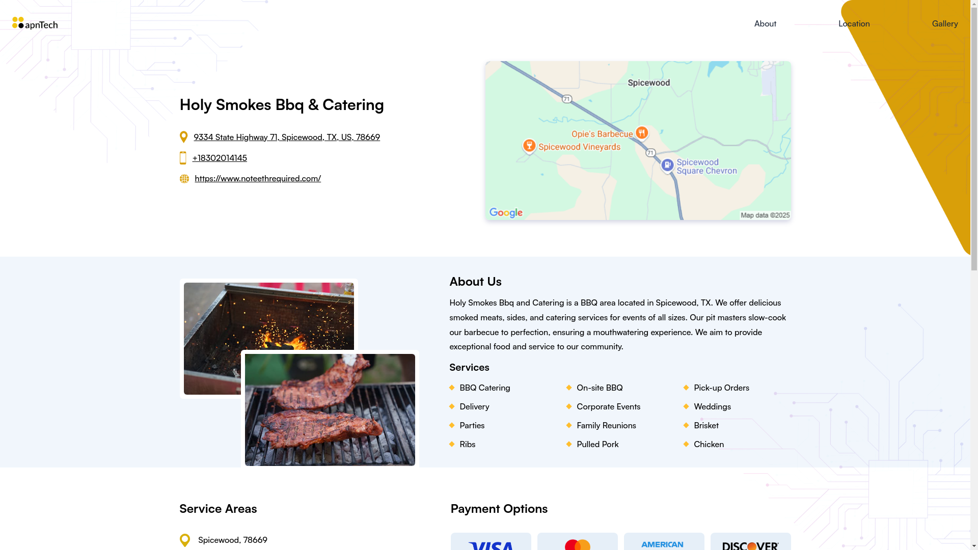 website screenshot of https://holysmokesbbqcatering.online/