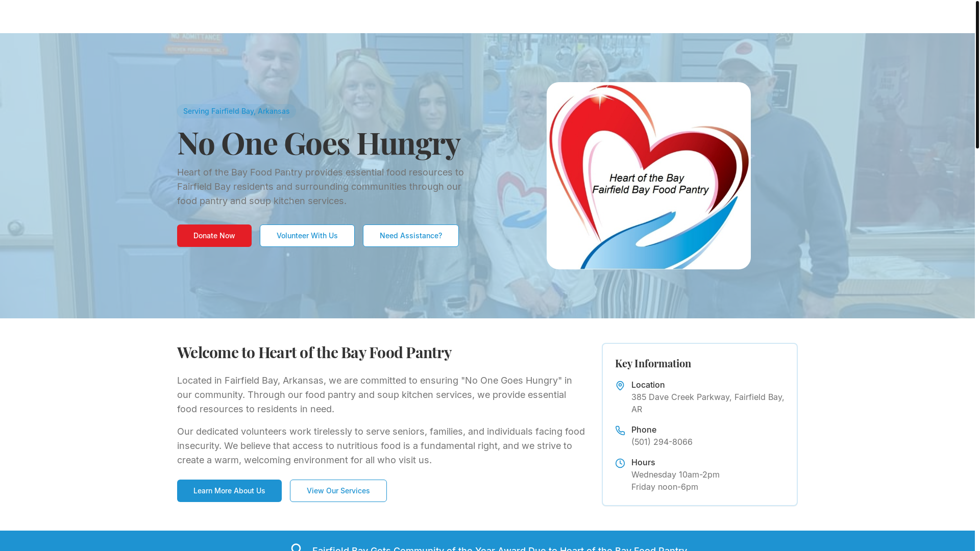 website screenshot of https://heartofthebaypantry.com/
