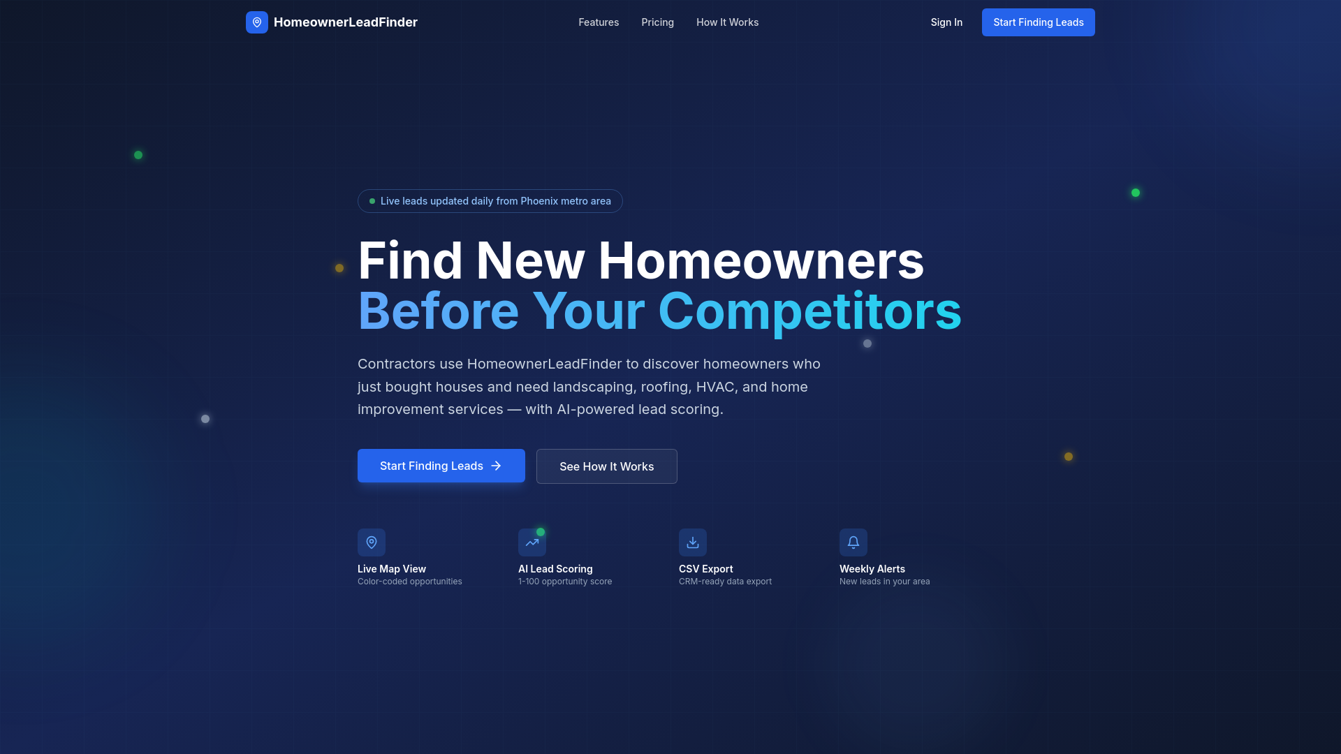 website screenshot of https://contractorleadmap.com/
