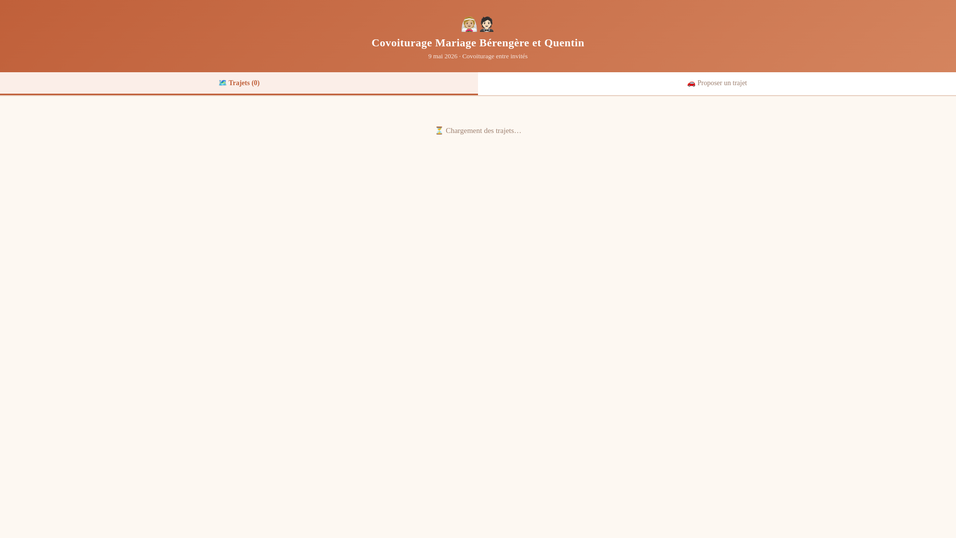website screenshot of https://covoiturage-mariage.pages.dev/