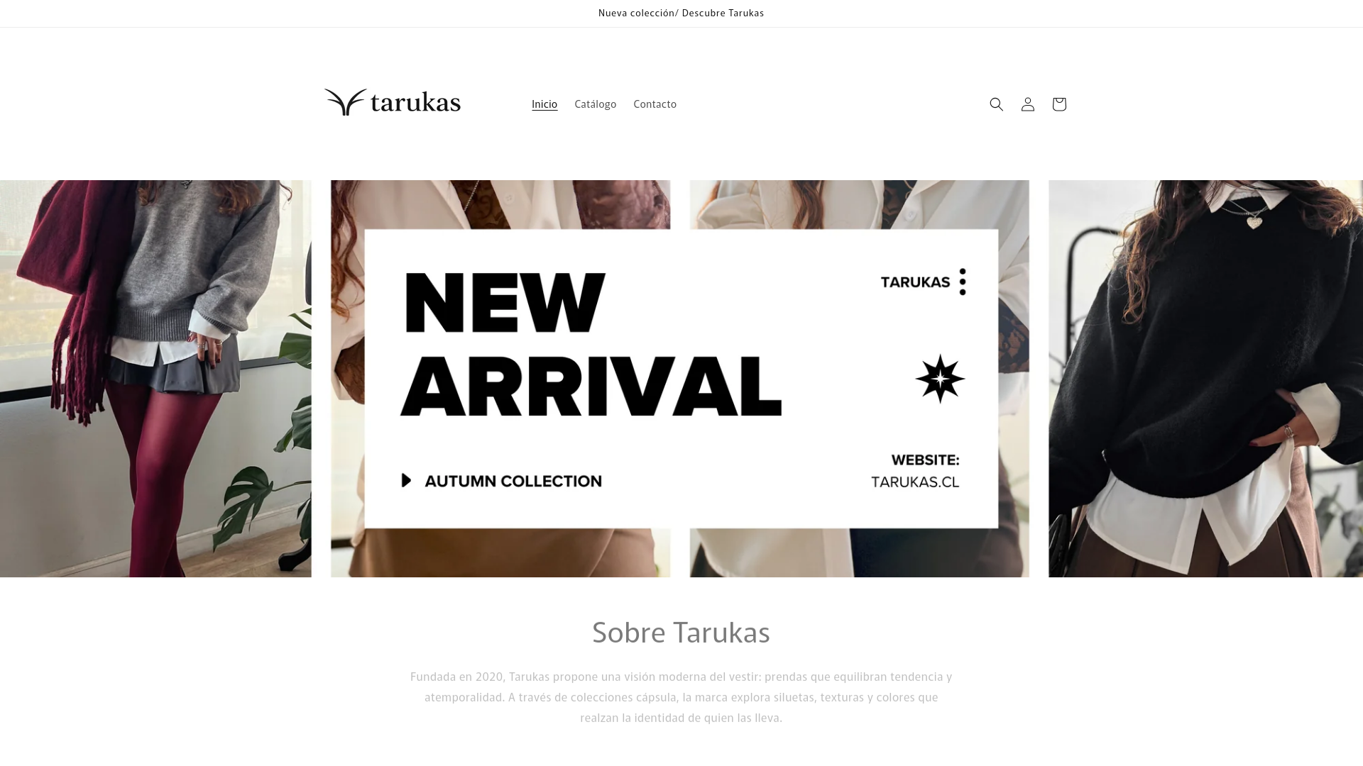 website screenshot of https://tarukas.cl/