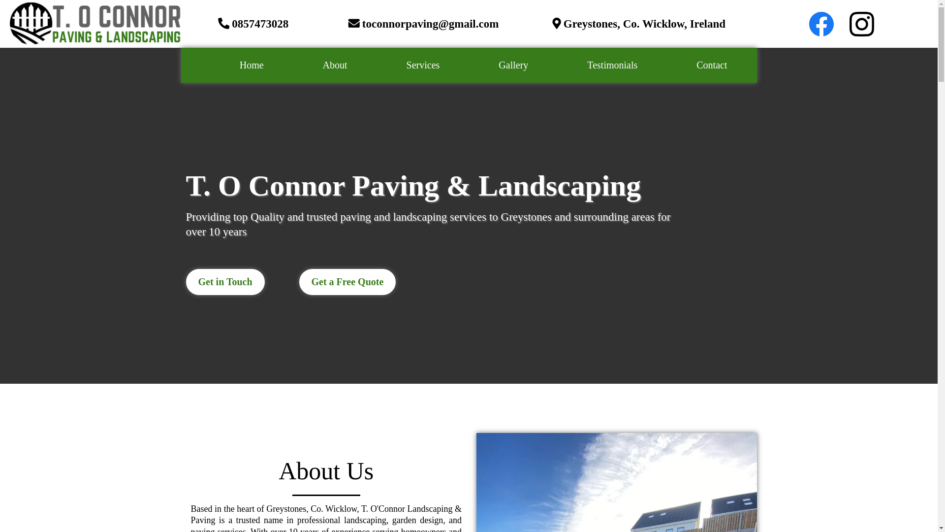website screenshot of https://toconnorpaving.ie/