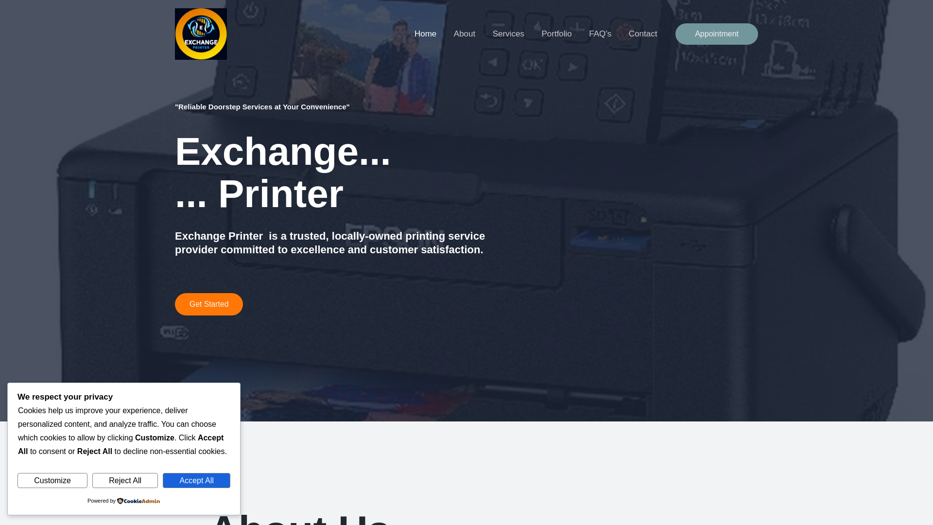 website screenshot of https://exchprinter.store/