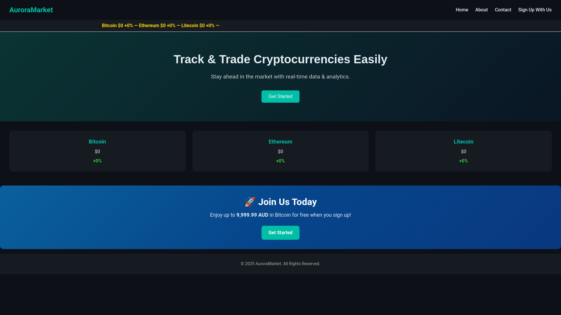 website screenshot of https://auroramarket.xyz/
