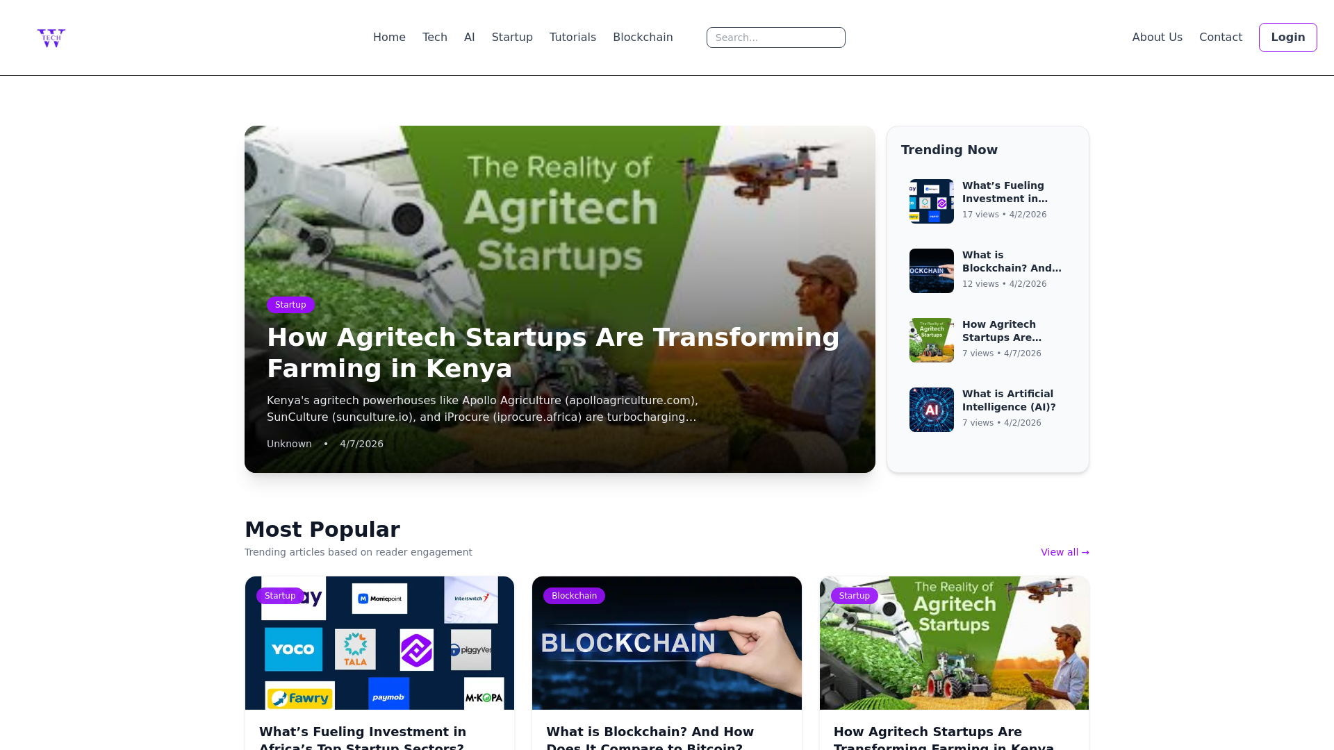 website screenshot of https://watech.co.ke