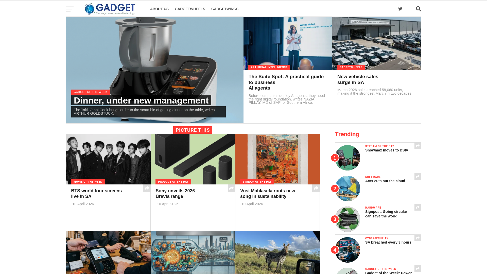 website screenshot of https://gadget.co.za