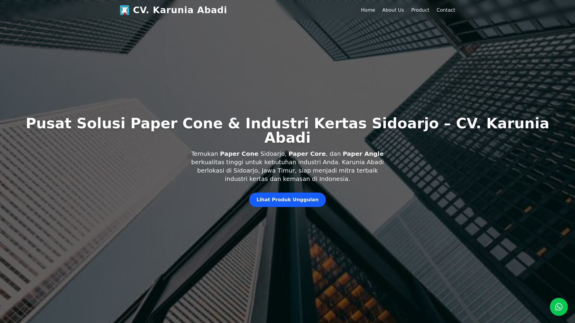 website screenshot of https://karuniaabadipapercone.com/