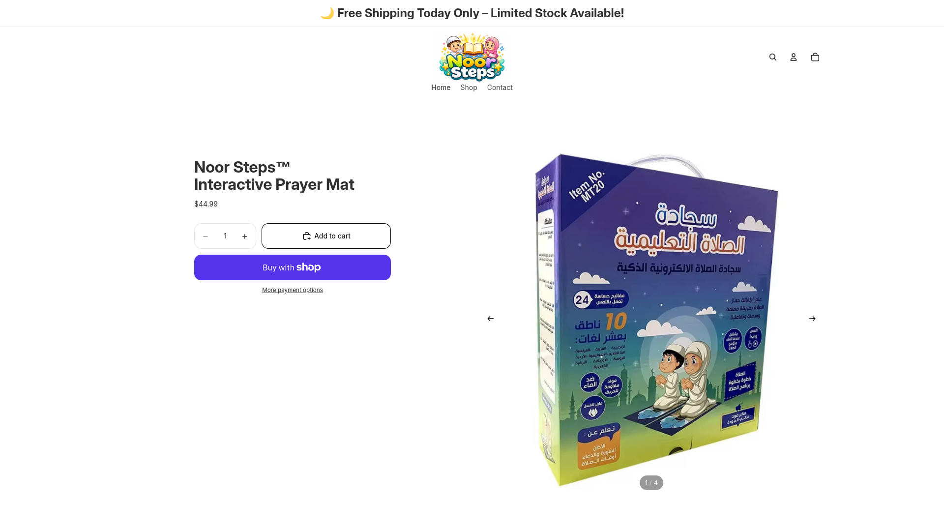 website screenshot of https://mynoorsteps.com