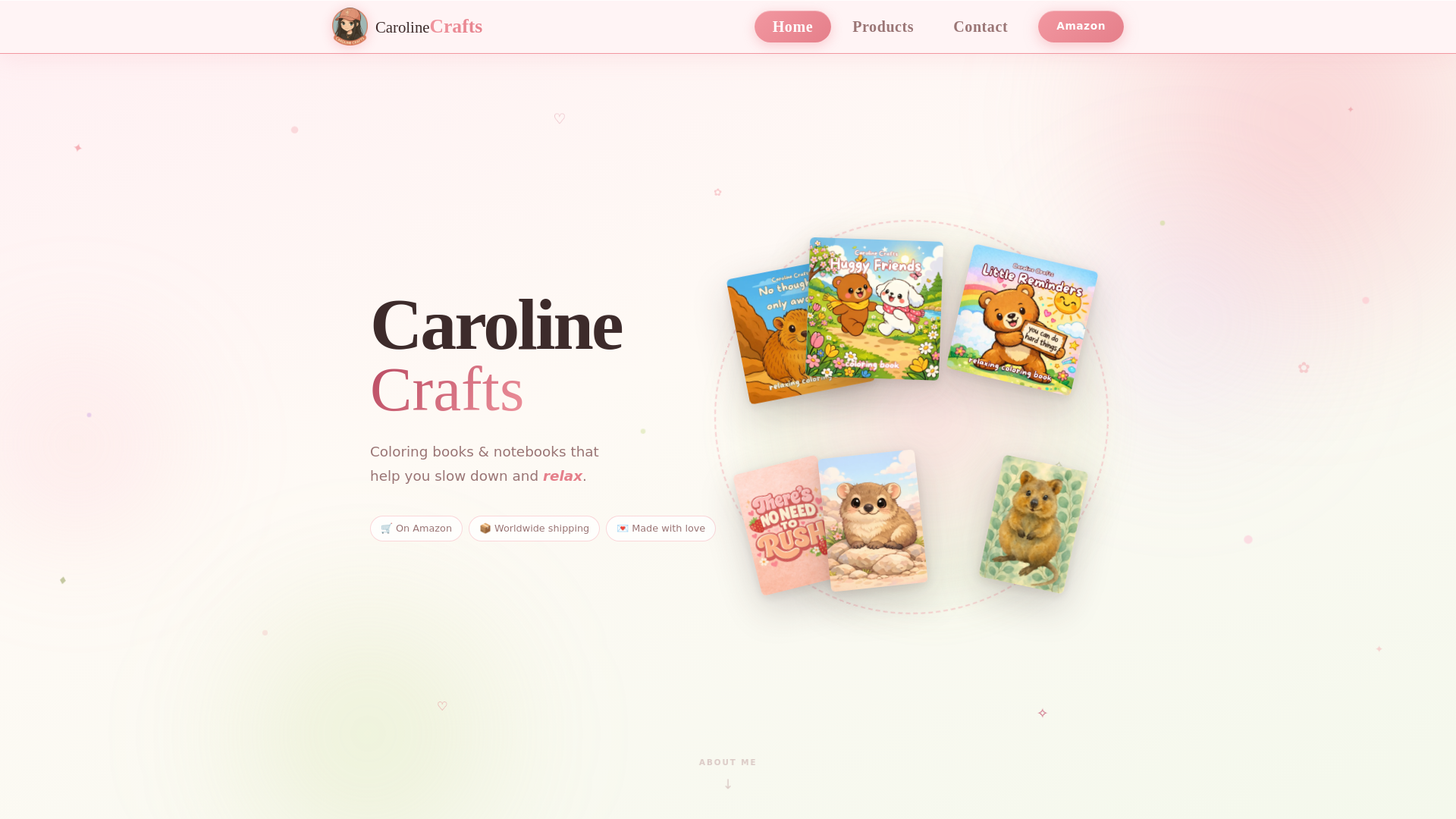 website screenshot of https://itscarolinecrafts.com/