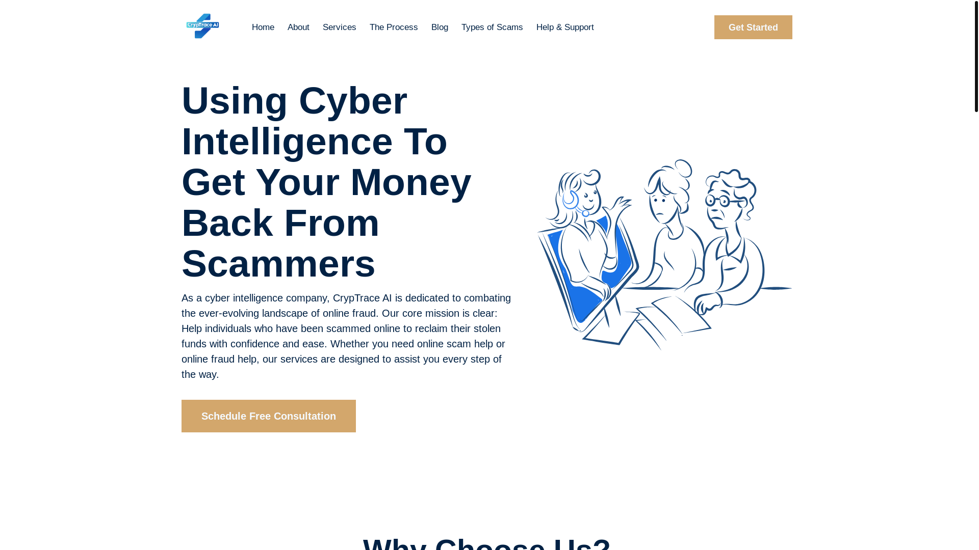 website screenshot of https://cryptraceai.com/