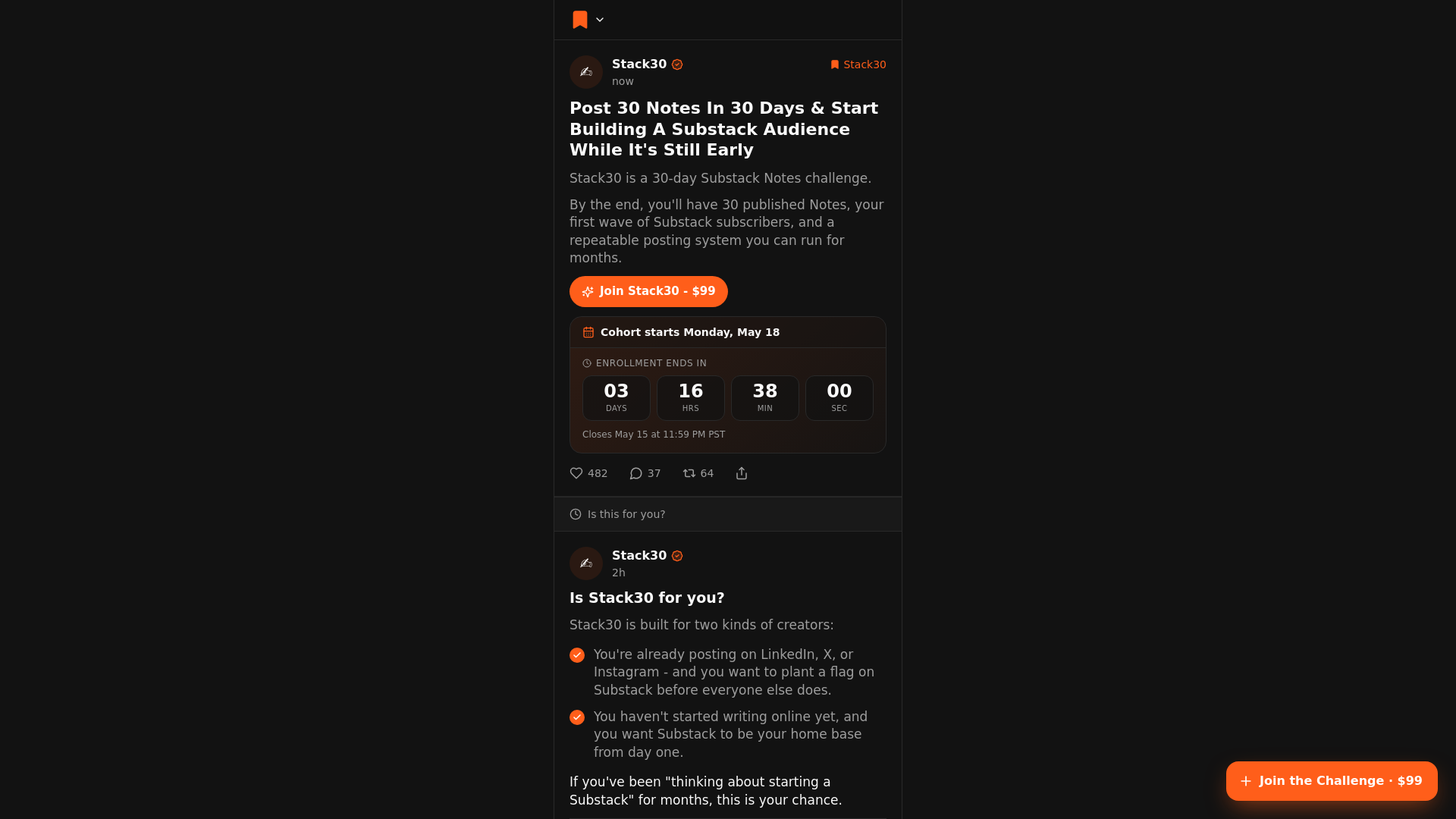 website screenshot of https://joinstack30.com/