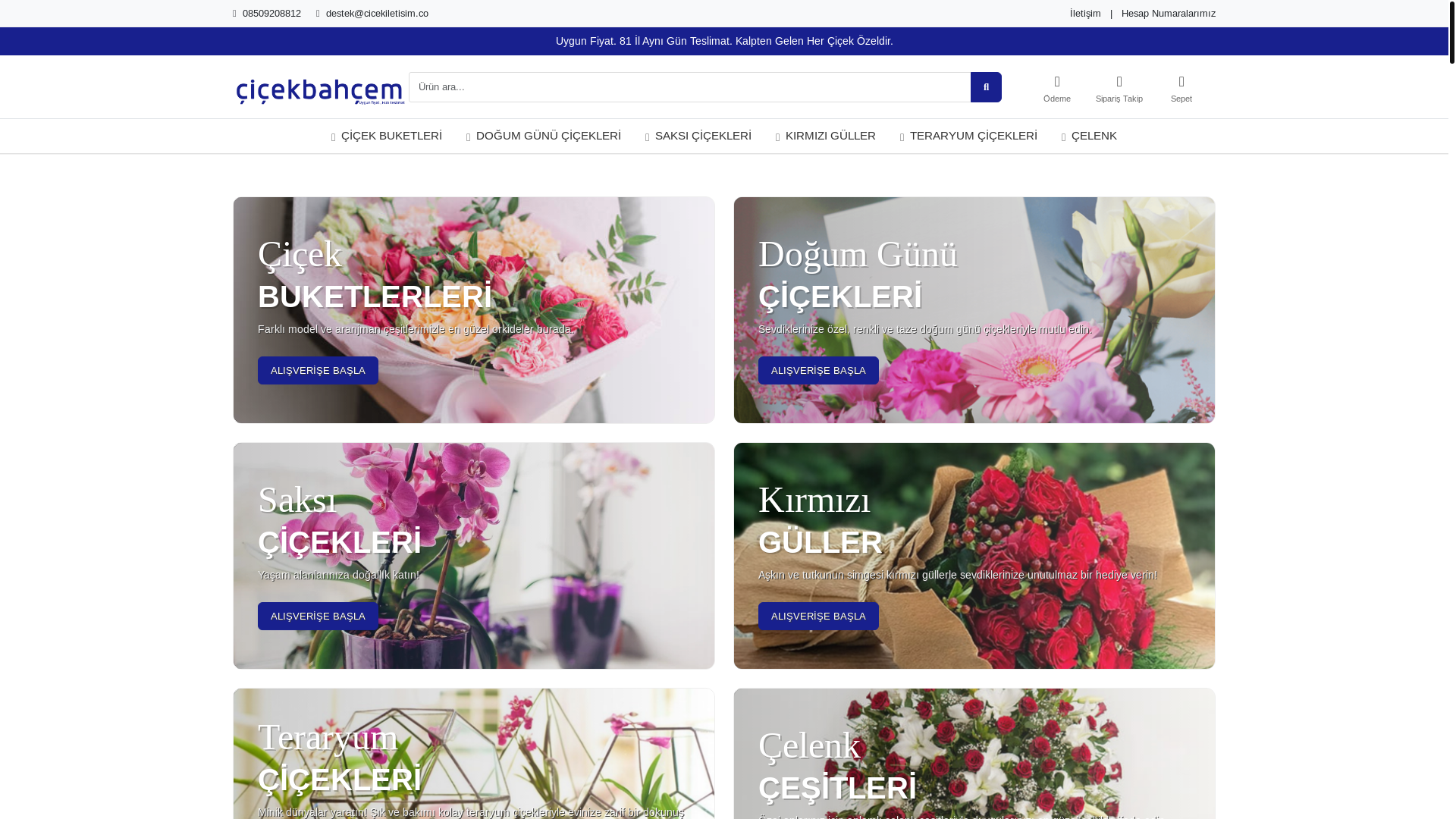 website screenshot of https://cicekmarket.life/