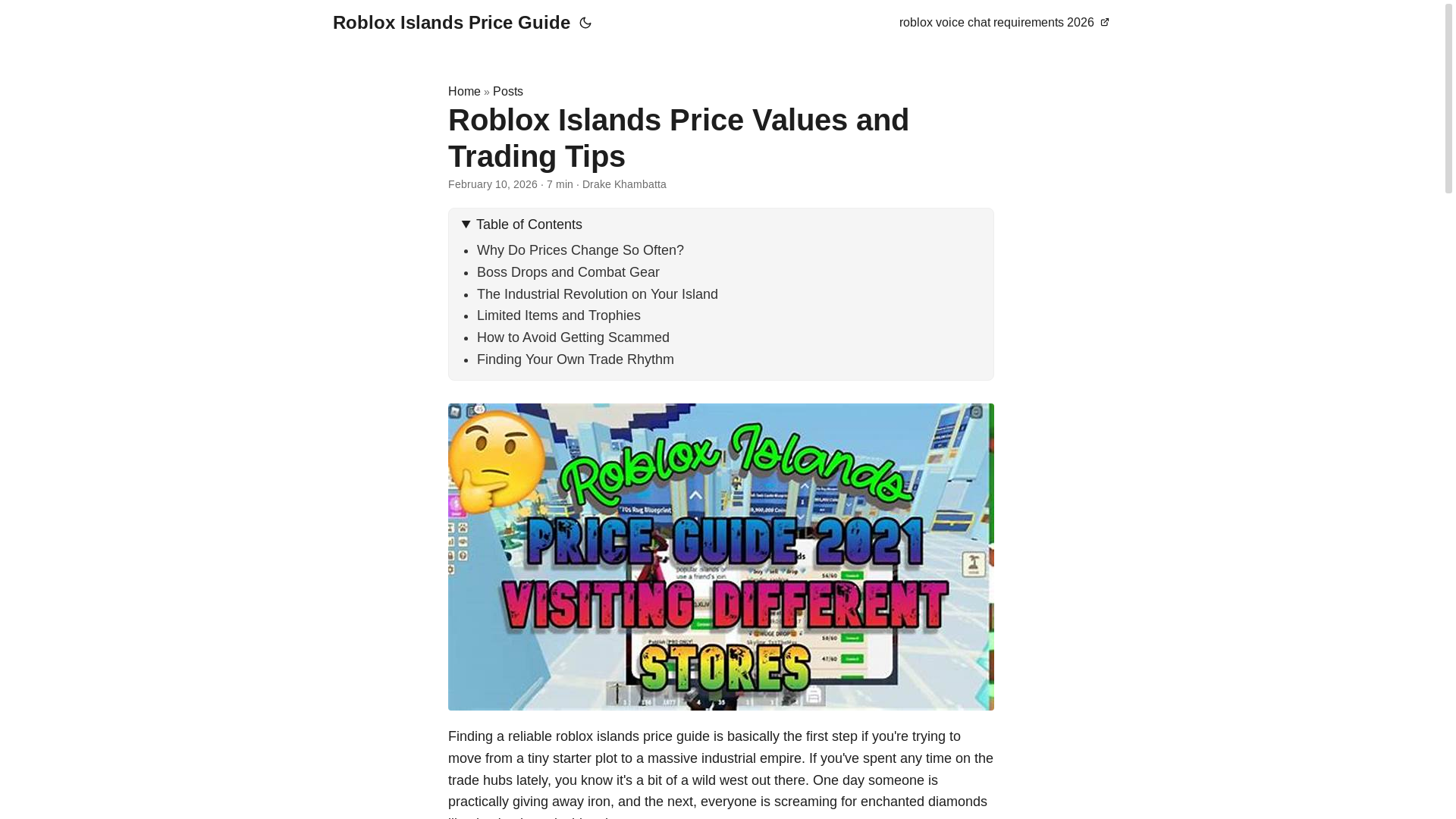 website screenshot of https://roblox-islands-price-guide.pages.dev/
