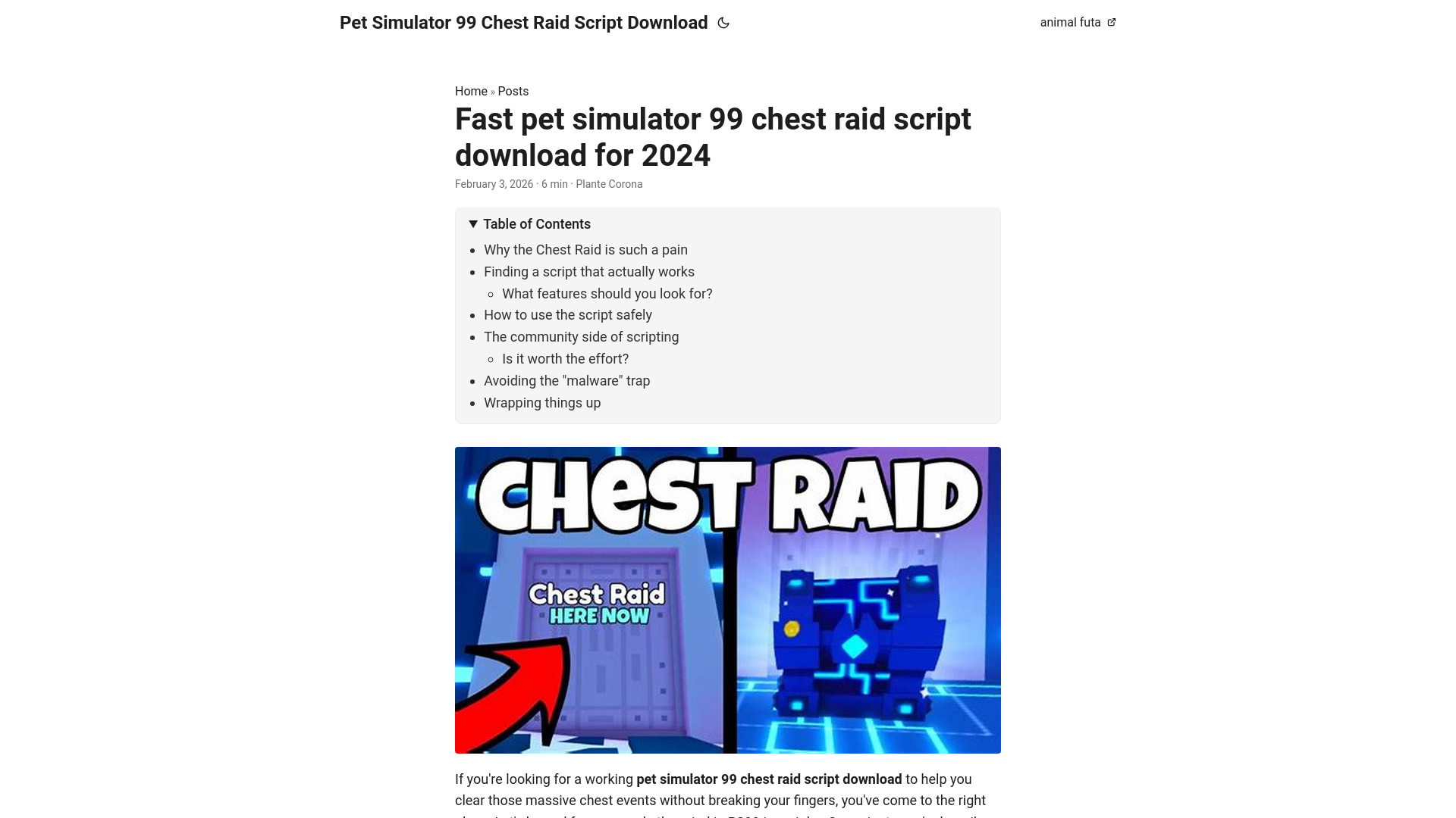 website screenshot of https://pet-simulator-99-chest-raid-script-download.pages.dev/