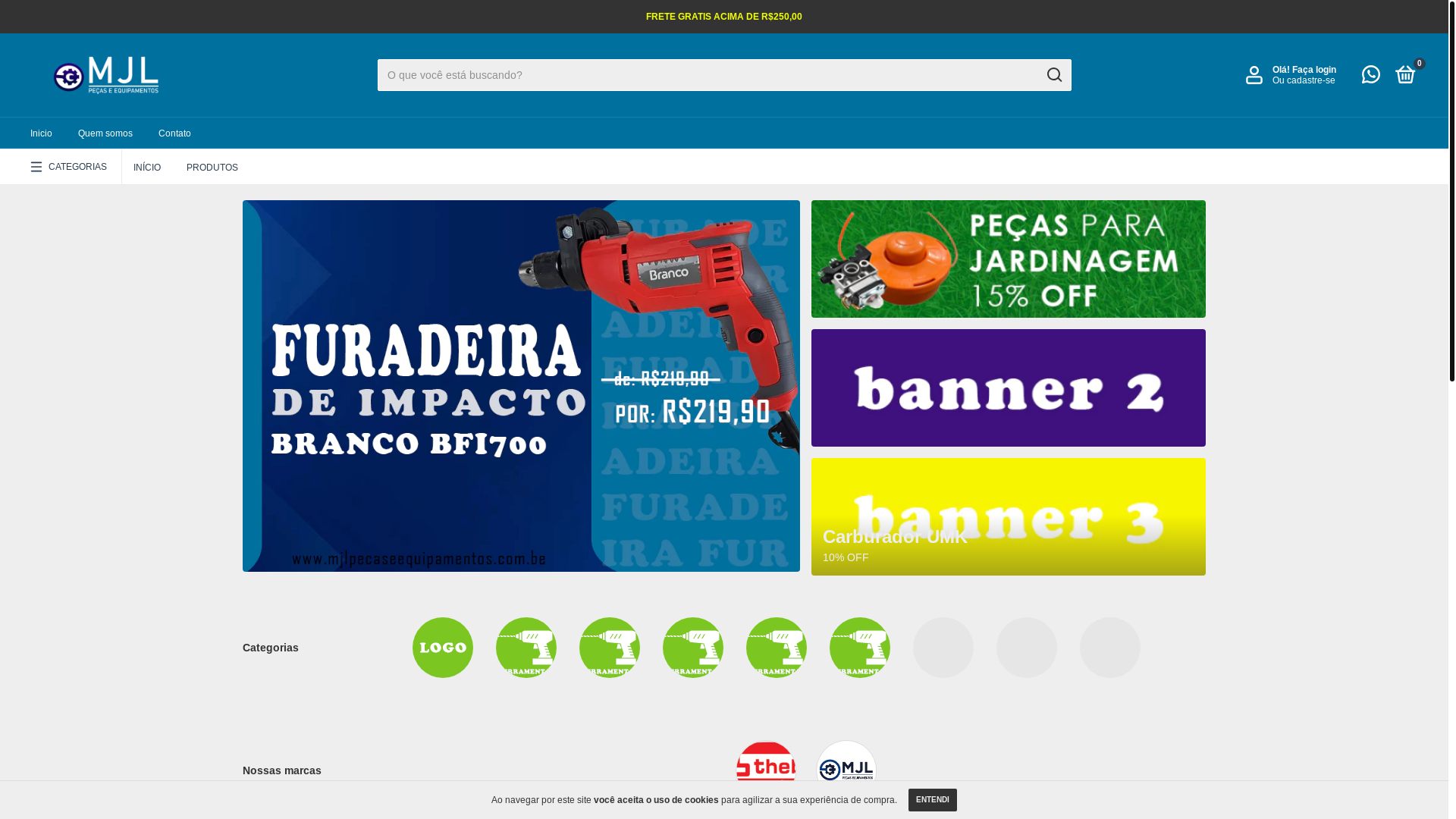 website screenshot of https://mjlpecaseequipamentos.com.br/