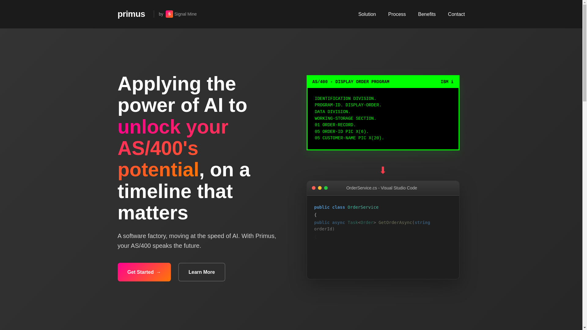 website screenshot of https://primusagent.com/