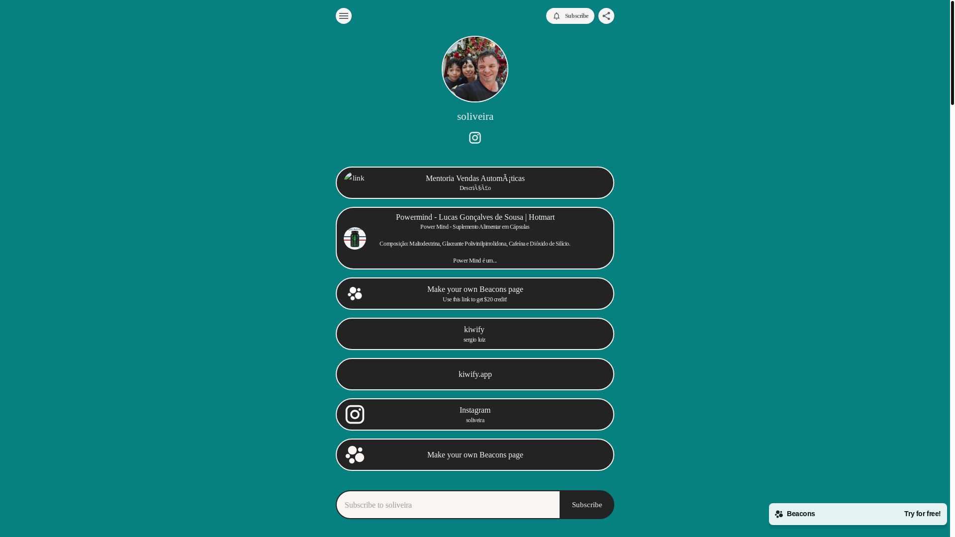 website screenshot of https://soliveira.store/
