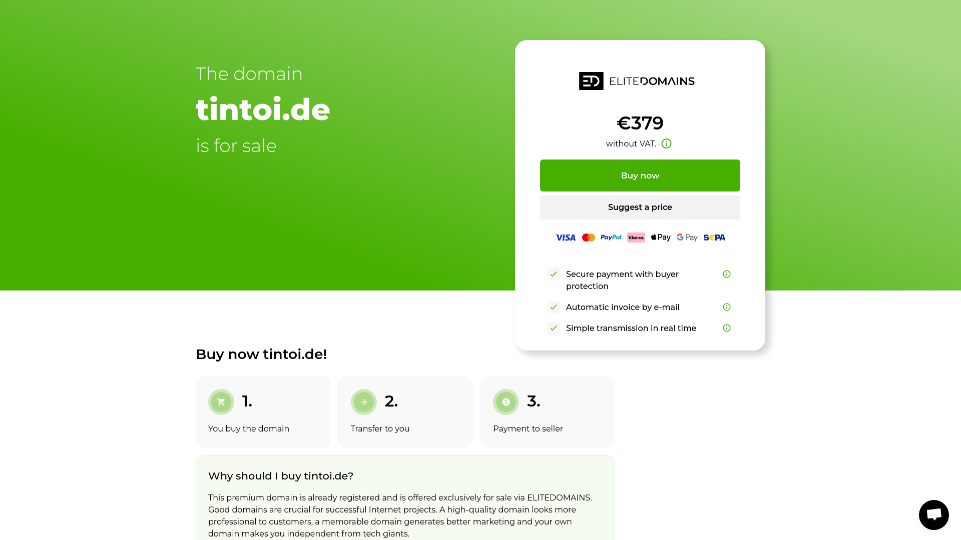 website screenshot of https://tintoi.de