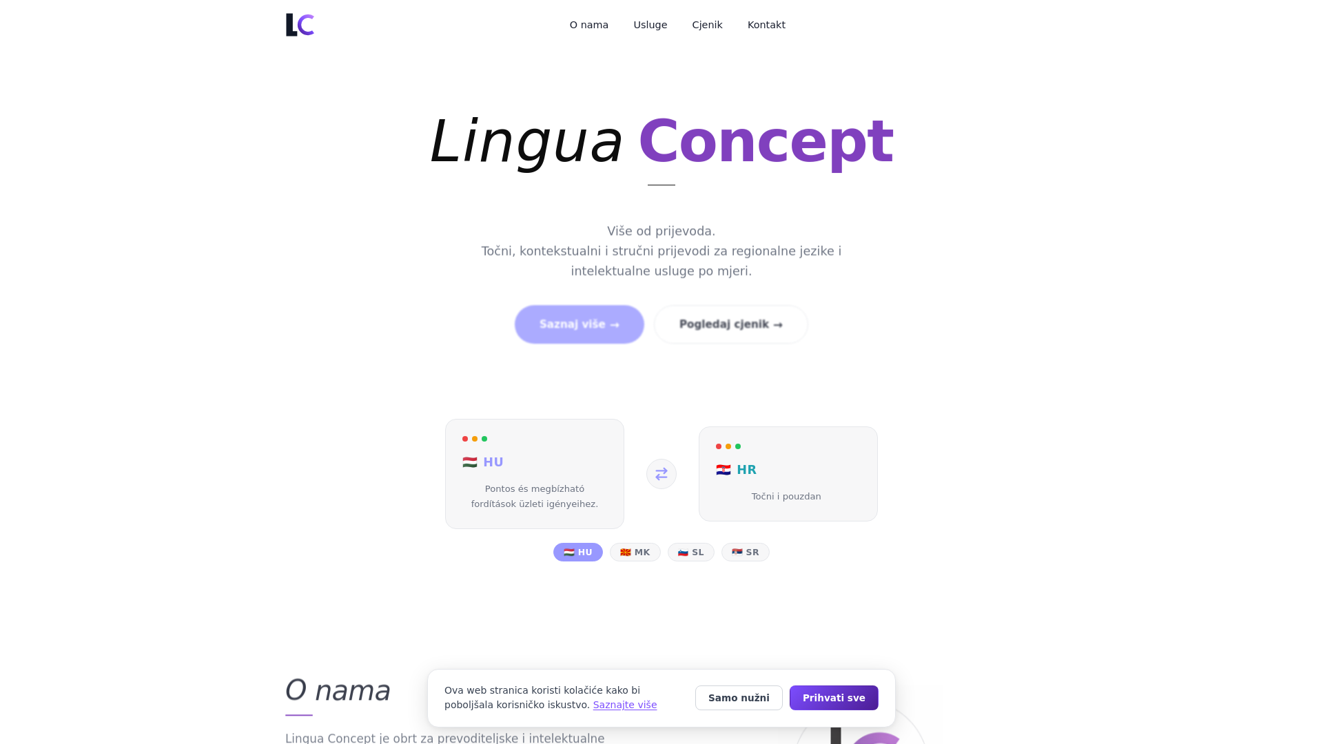 website screenshot of https://linguaconcept.com/