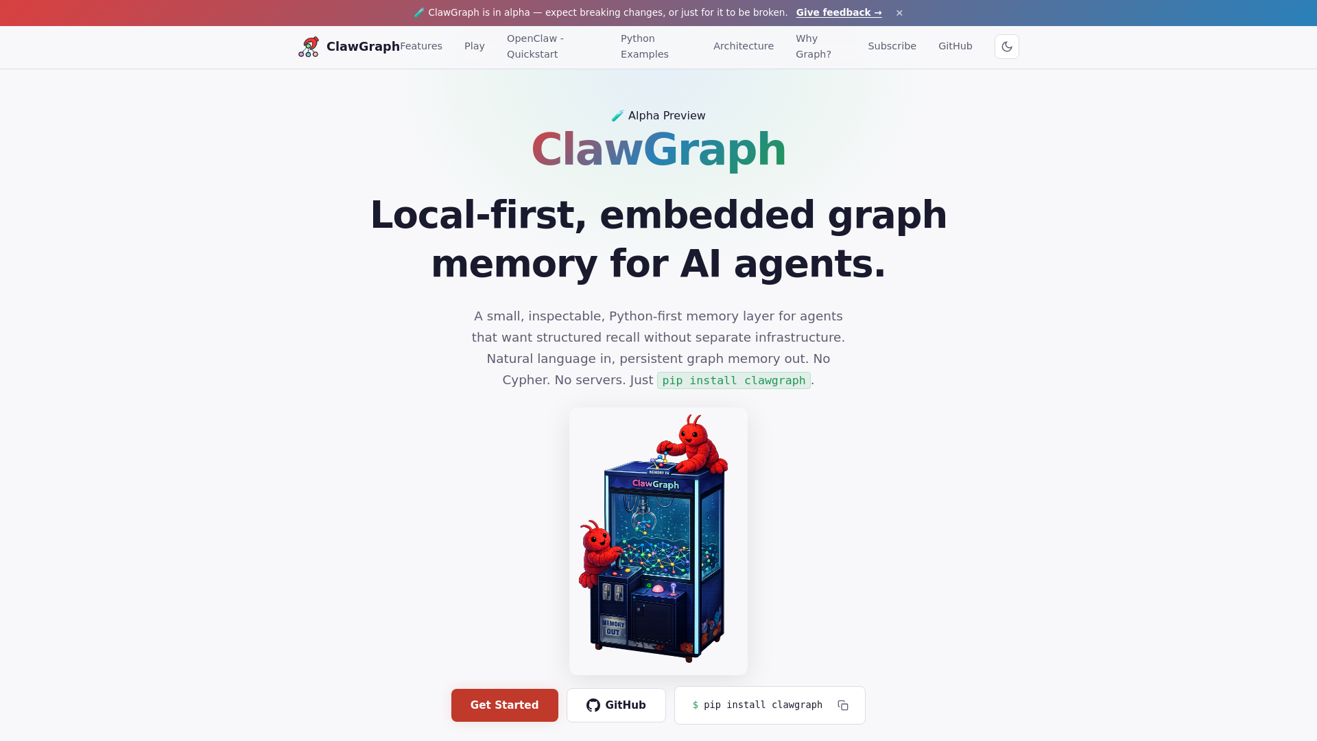 website screenshot of https://clawgraph-ai-web.pages.dev/