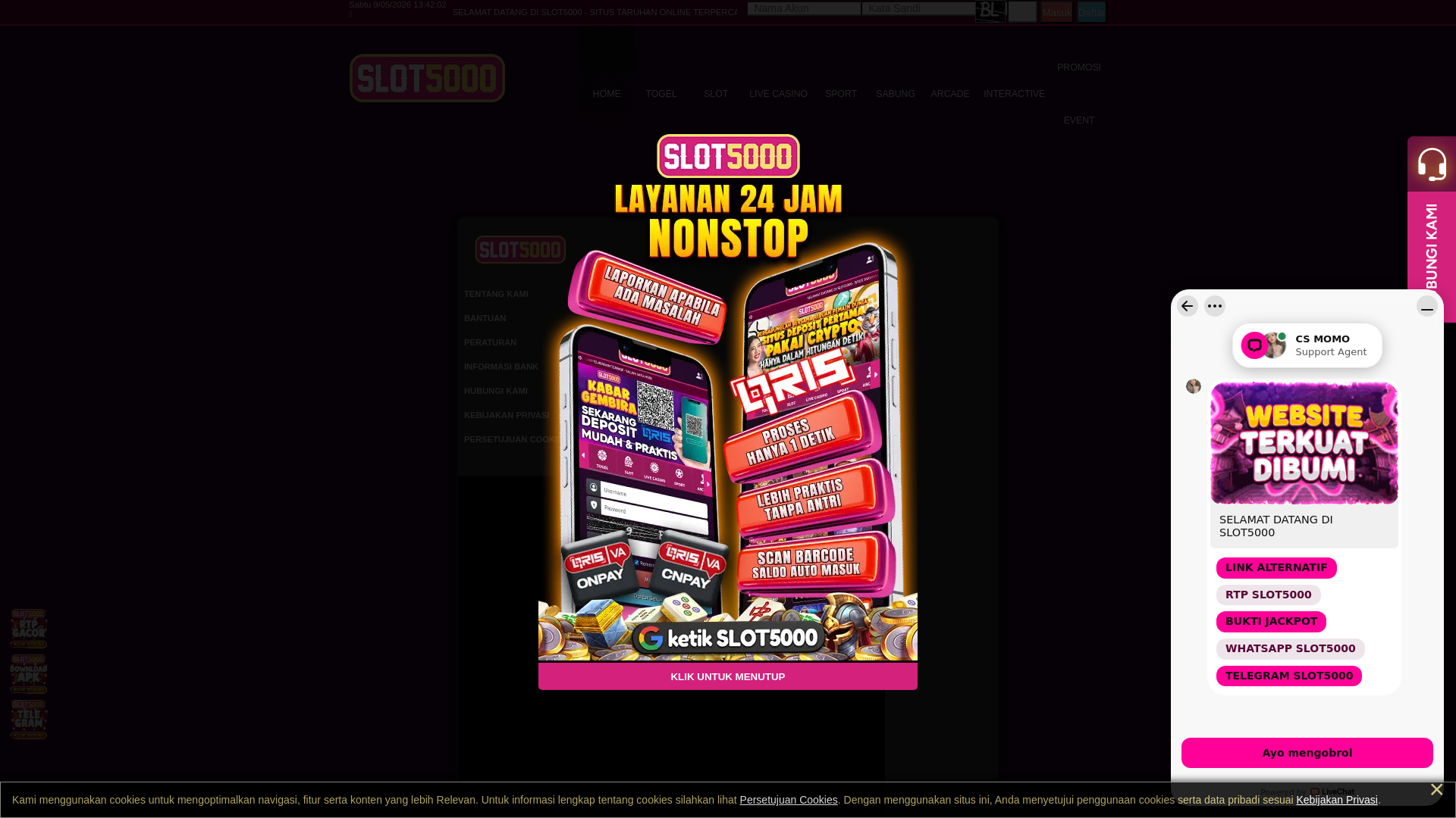 website screenshot of https://slot5000cuan.lat/