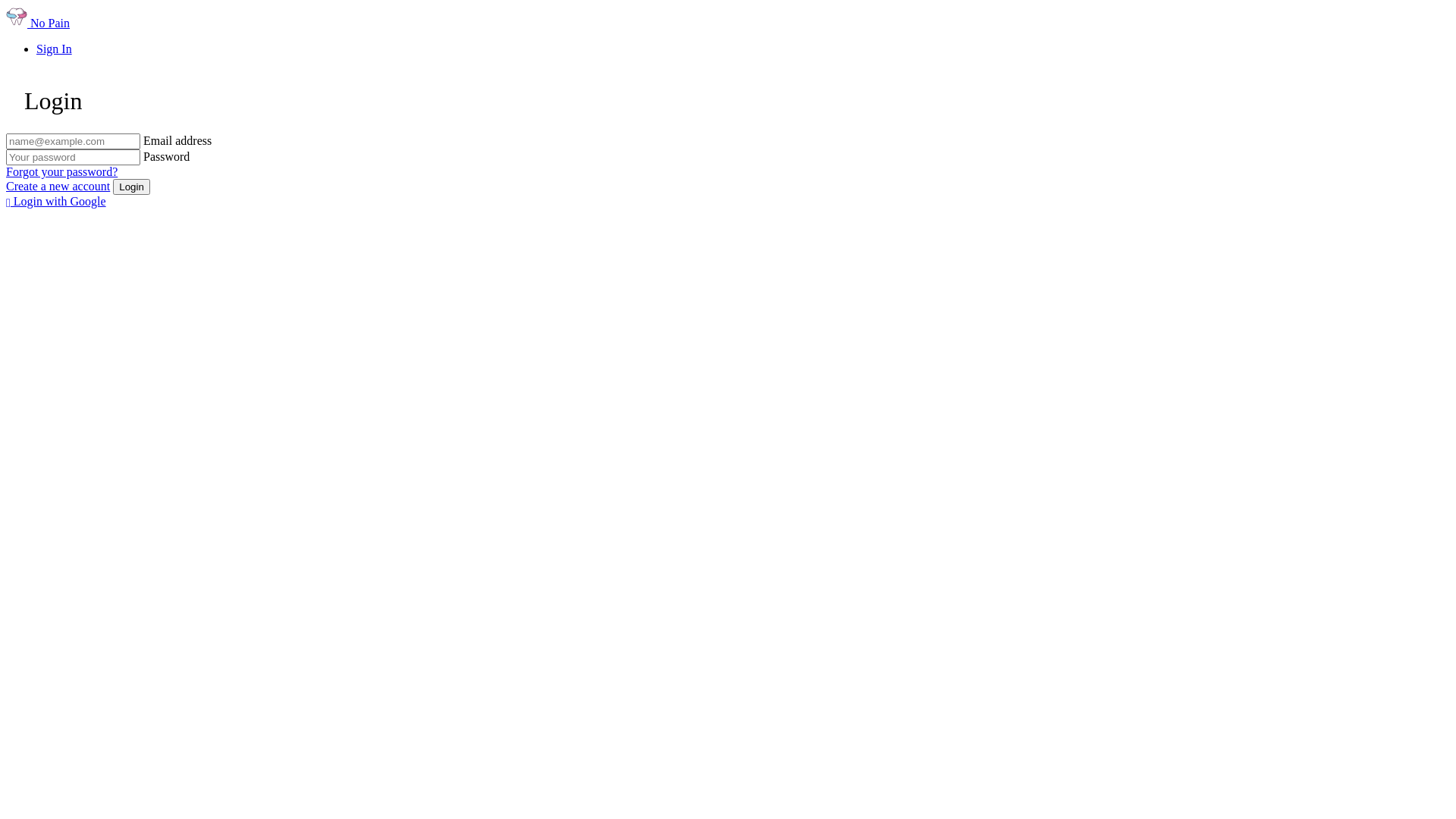 website screenshot of https://no-pain.care/