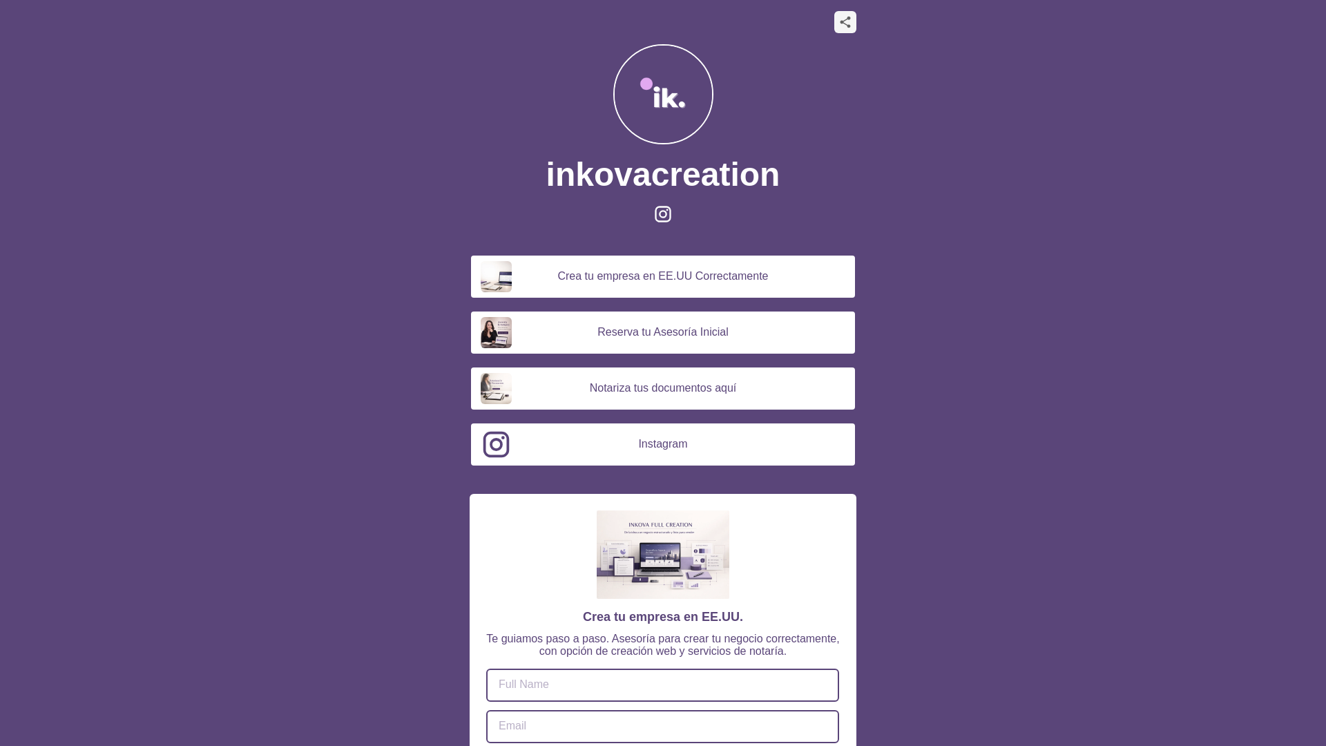 website screenshot of https://inkovacreation.store/