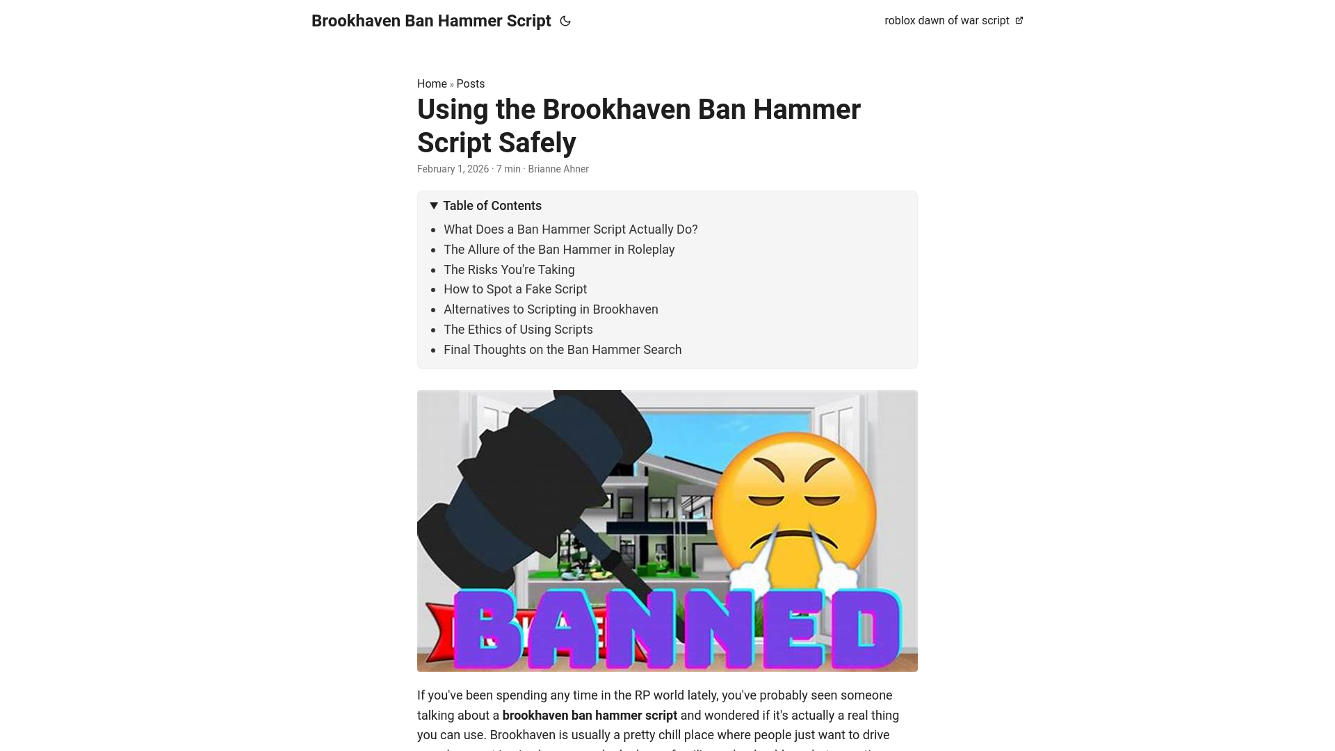 website screenshot of https://brookhaven-ban-hammer-script.pages.dev/