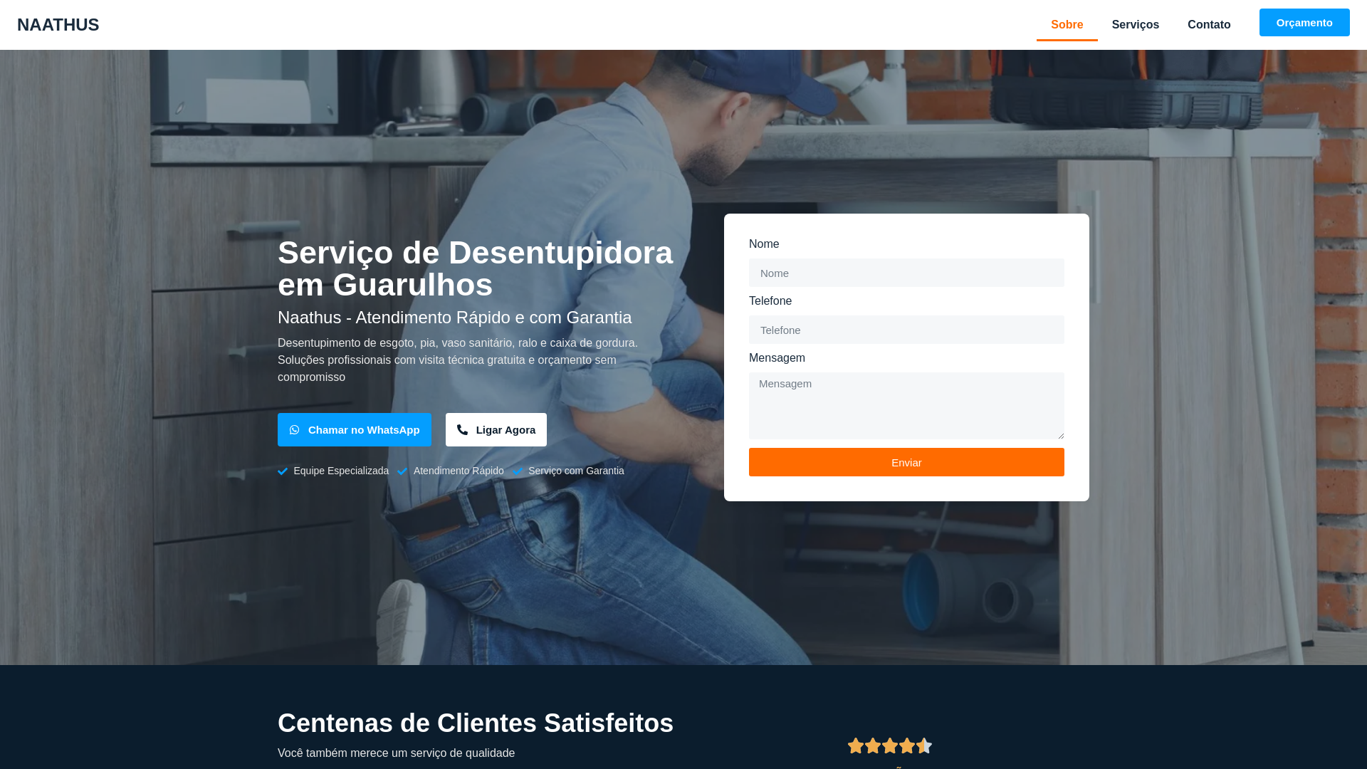 website screenshot of https://desentupidora-guarulhos-sp.com.br