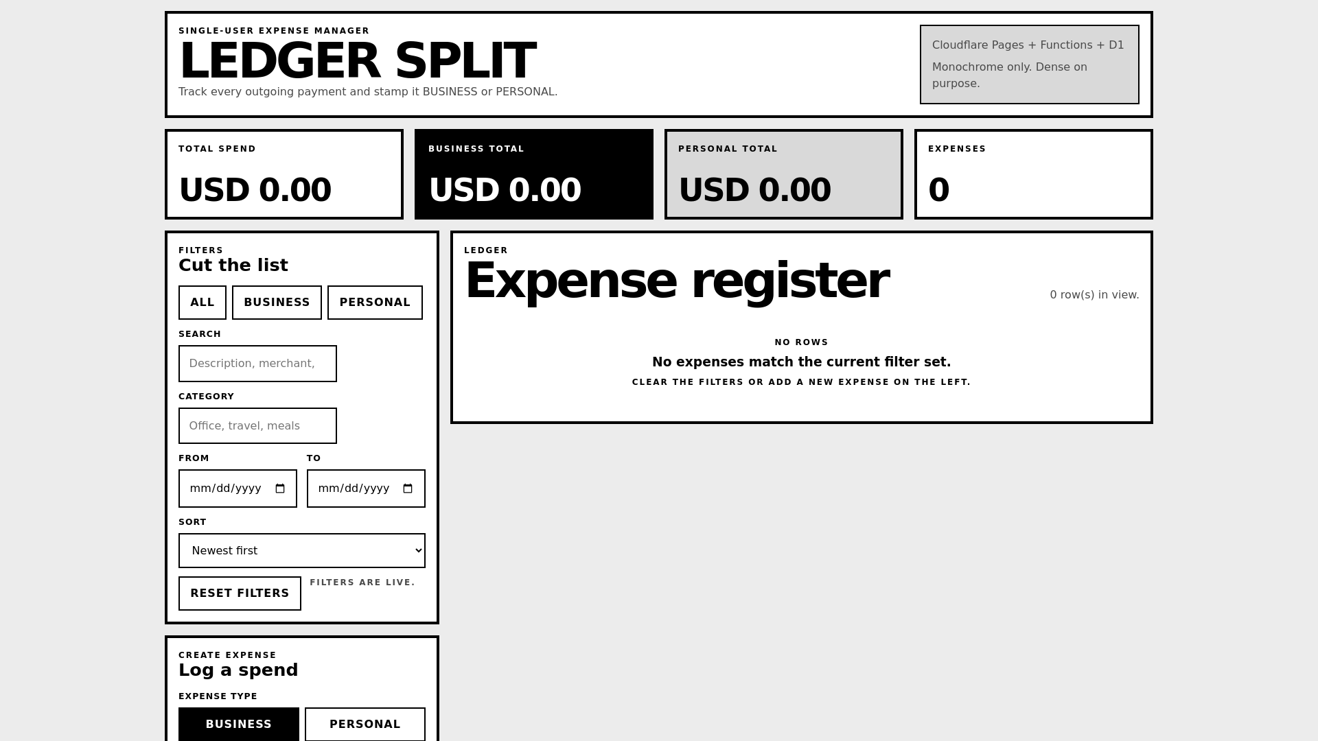 website screenshot of https://ledger-split.pages.dev/
