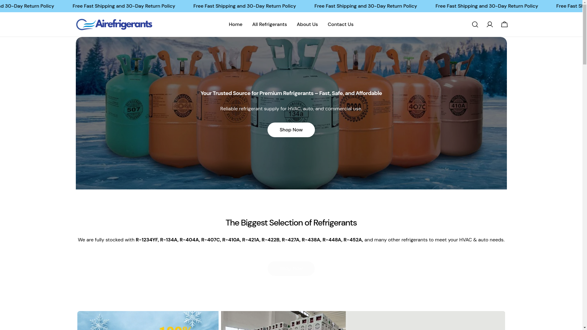 website screenshot of https://airefrigerants.shop/