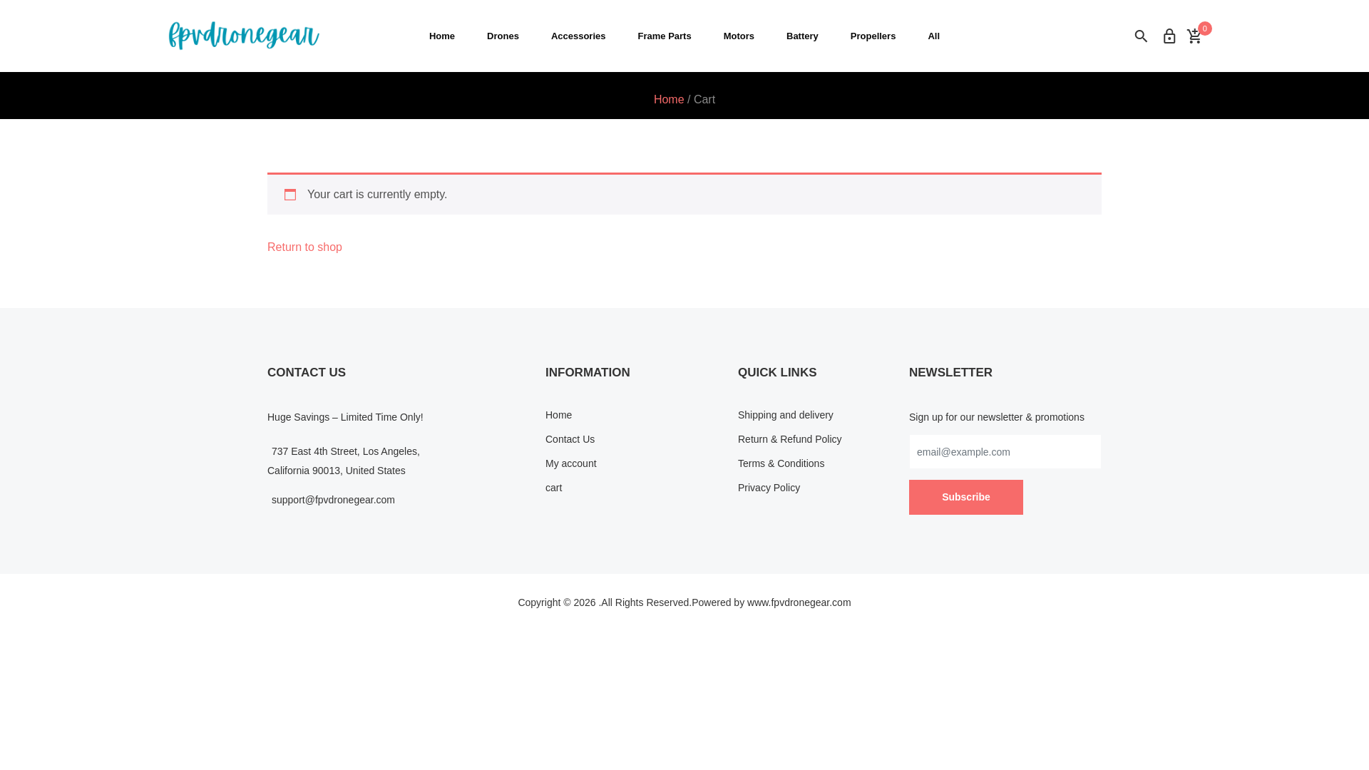 website screenshot of https://www.fpvdronegear.com/checkout/