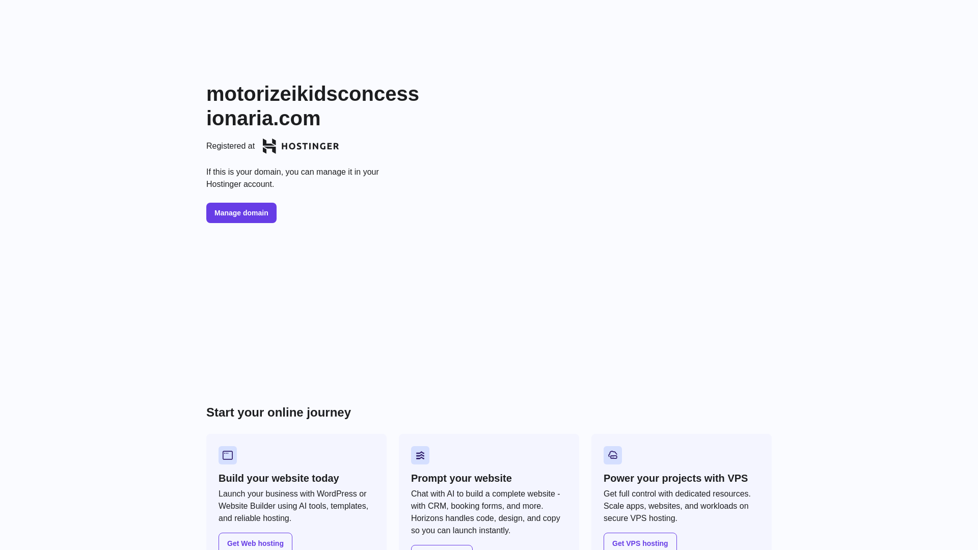 website screenshot of https://motorizeikidsconcessionaria.com/