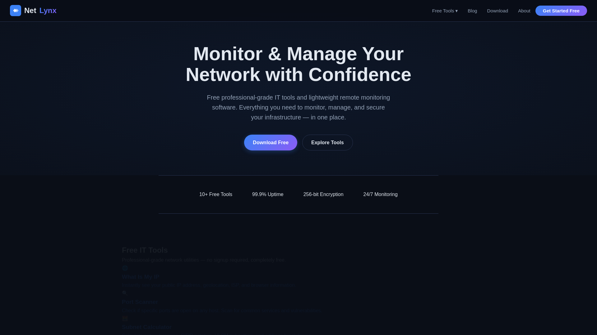 website screenshot of https://netlynx.space