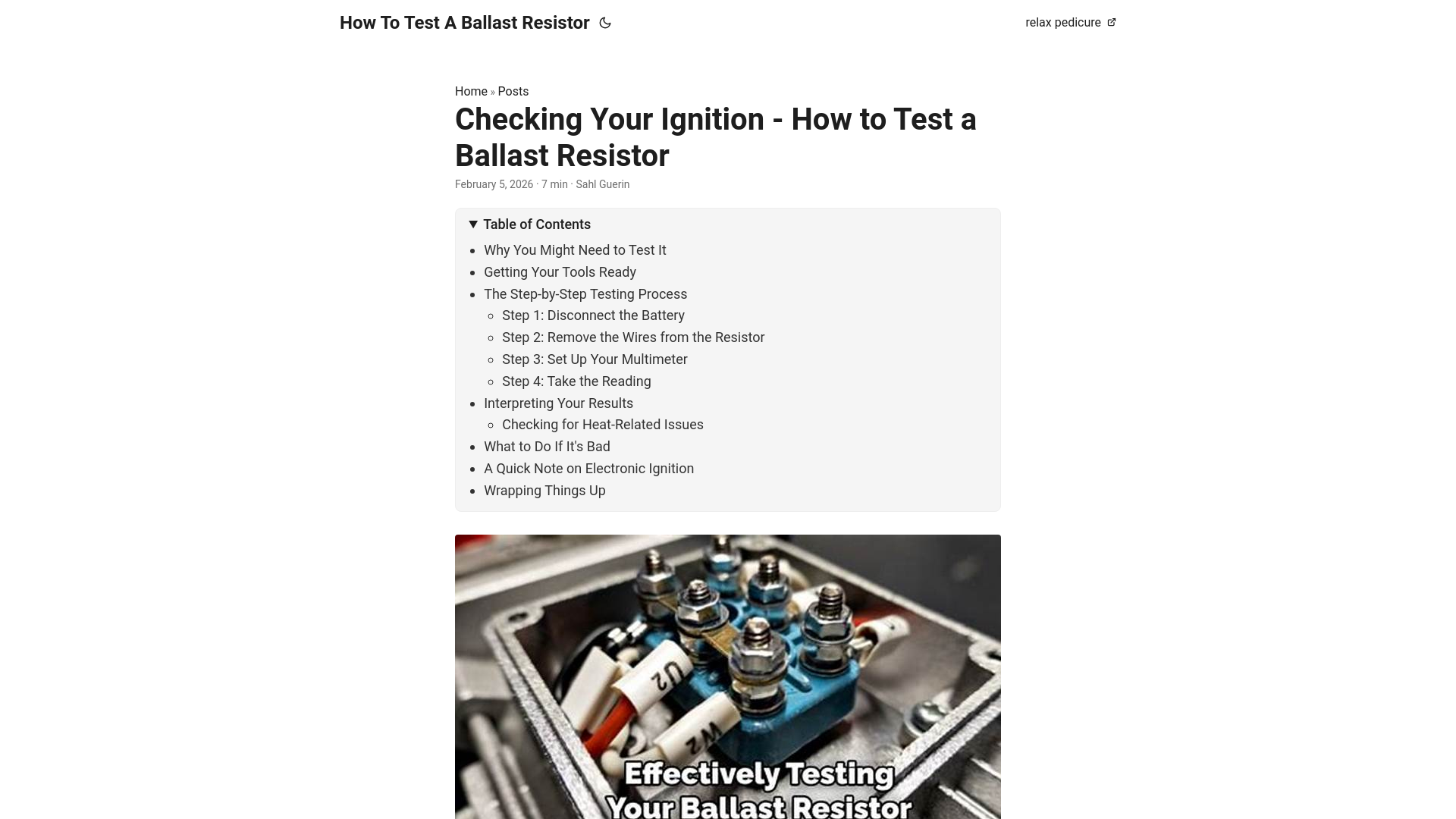 website screenshot of https://how-to-test-a-ballast-resistor.pages.dev/