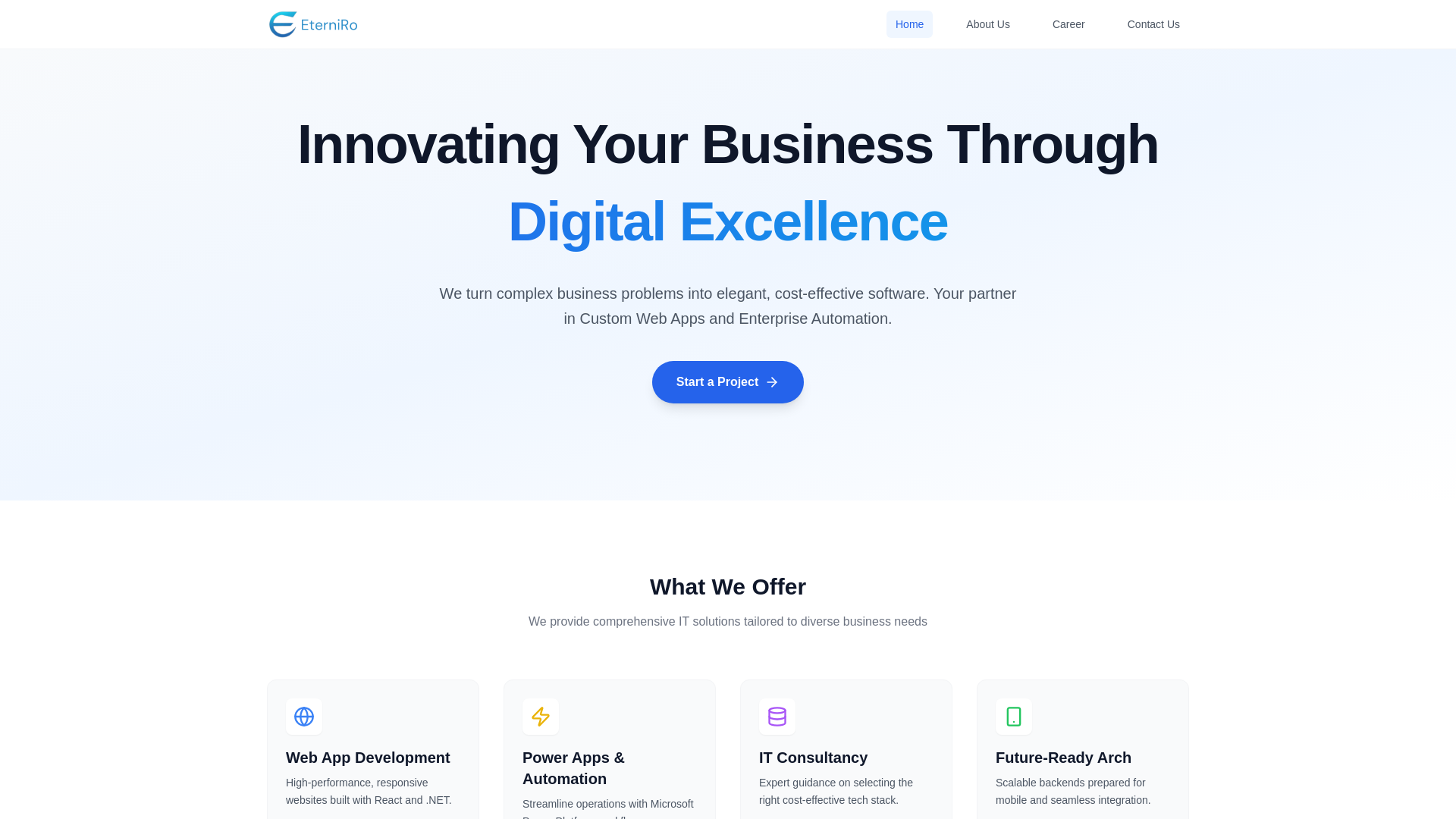 website screenshot of https://eterniro.com