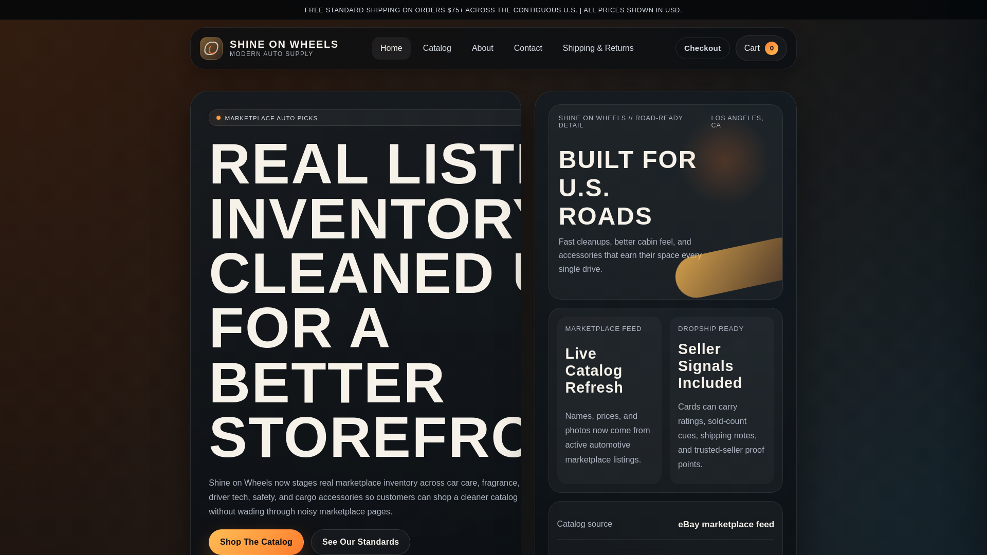 website screenshot of https://shineonwheels.store/