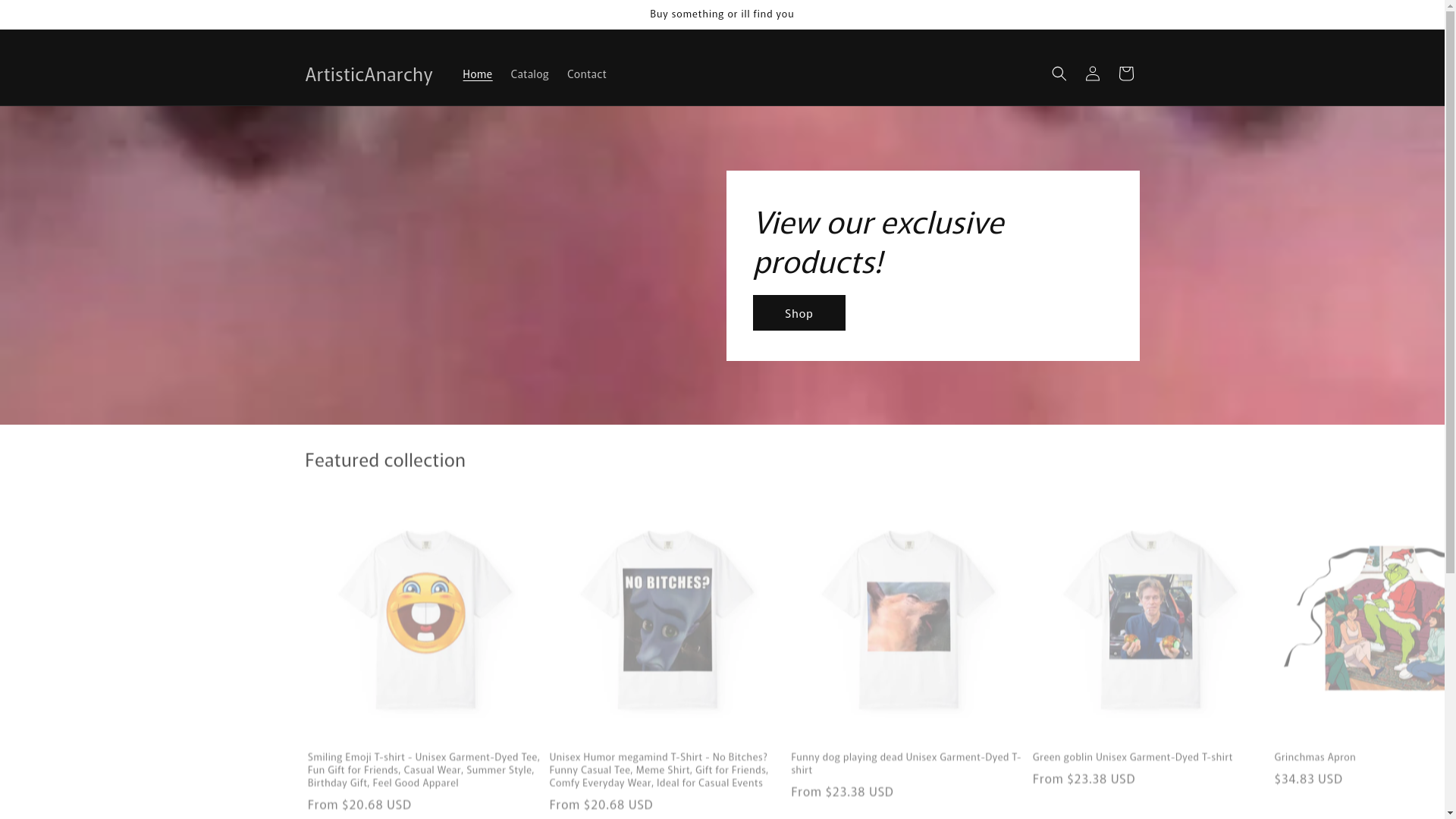 website screenshot of https://artisticanarchy.store/