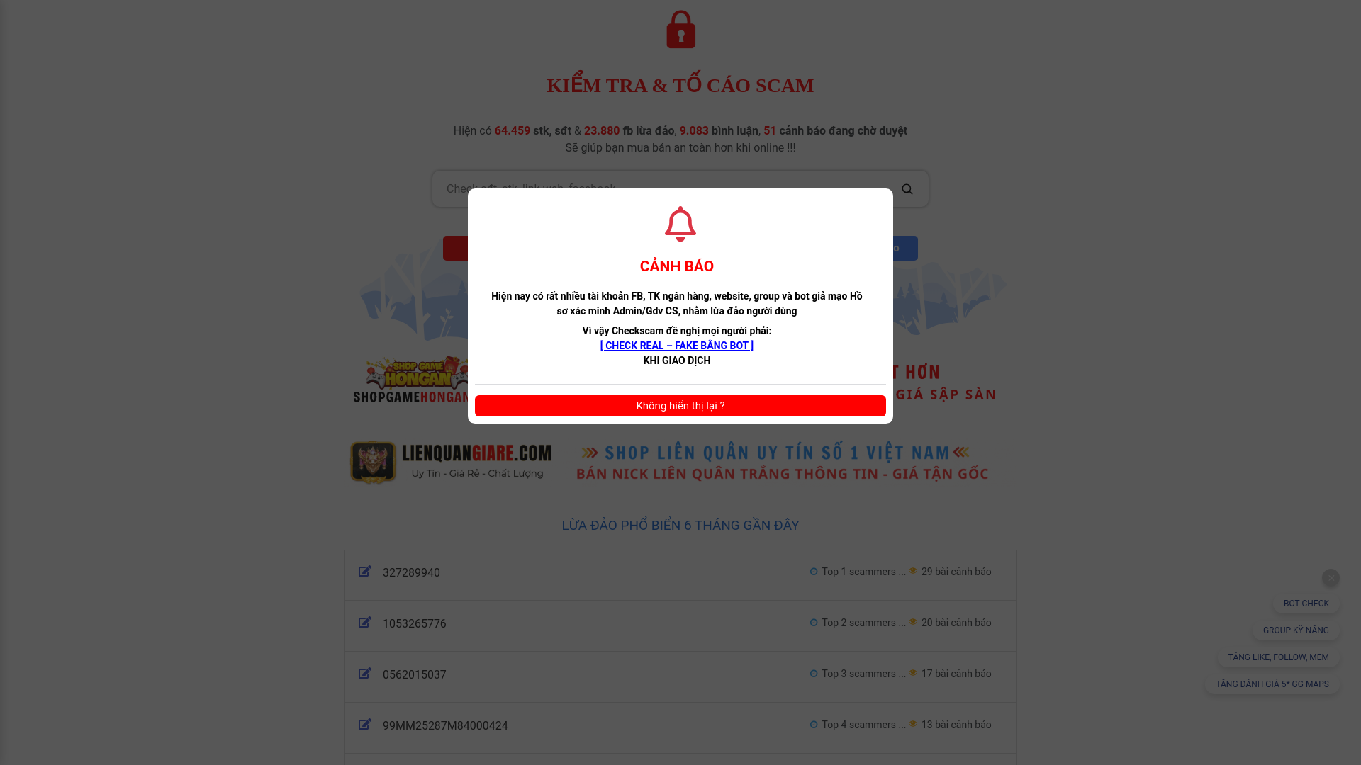 website screenshot of https://checkscam.vn