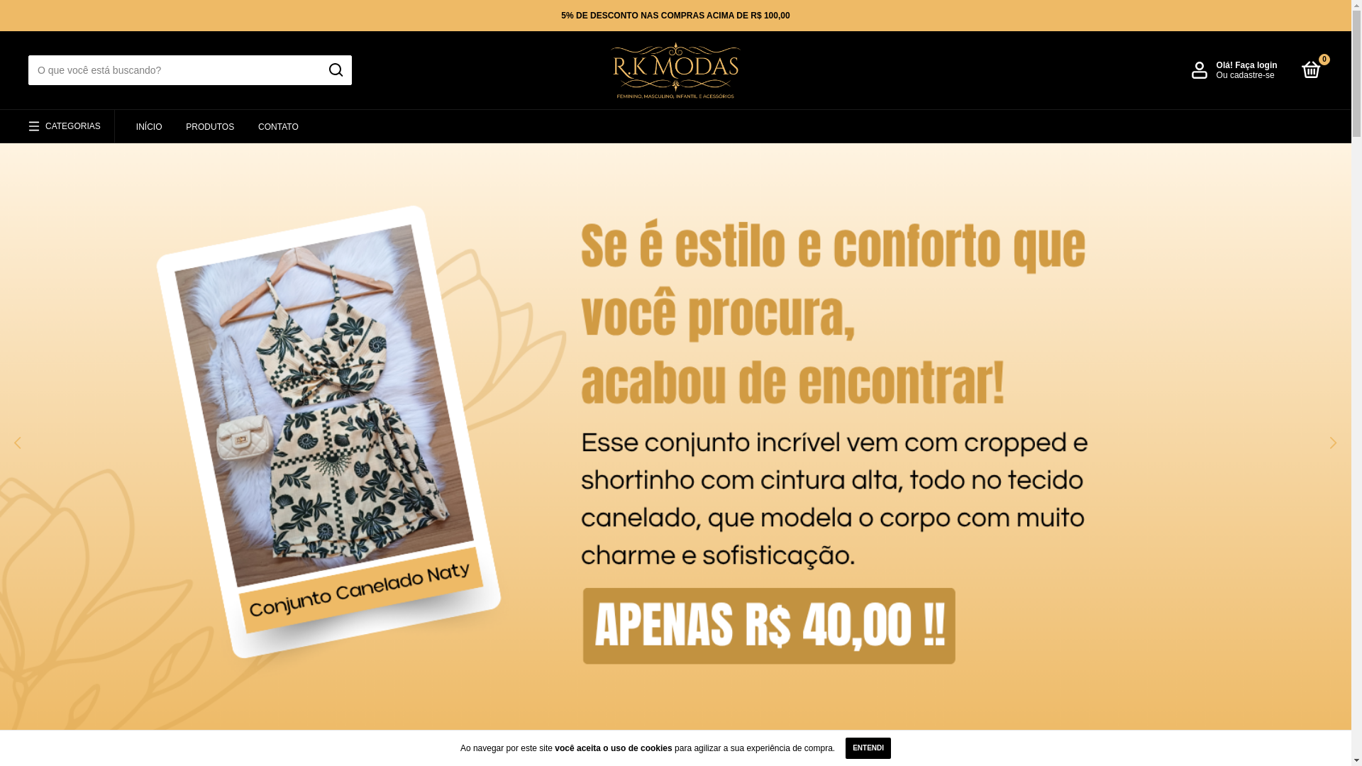 website screenshot of https://rkmodaebeleza.com.br/