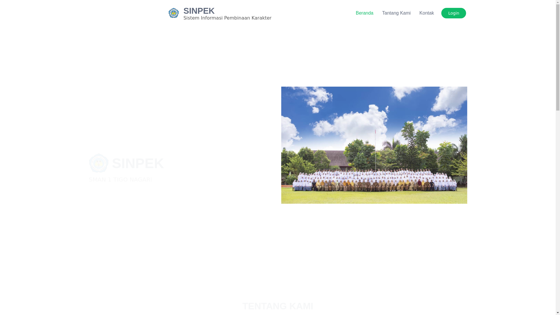 website screenshot of https://sinpek.my.id/