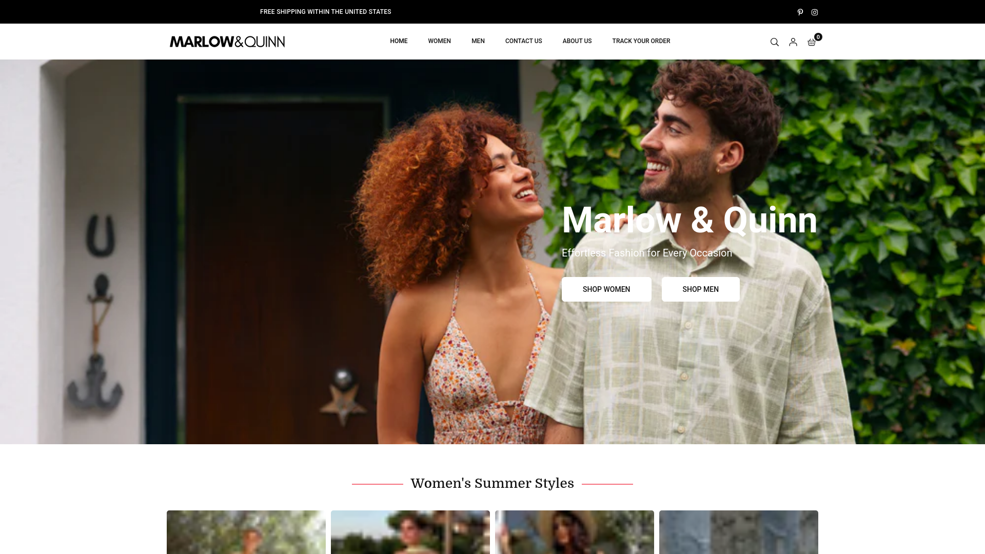 website screenshot of https://www.marlowandquinn.com/