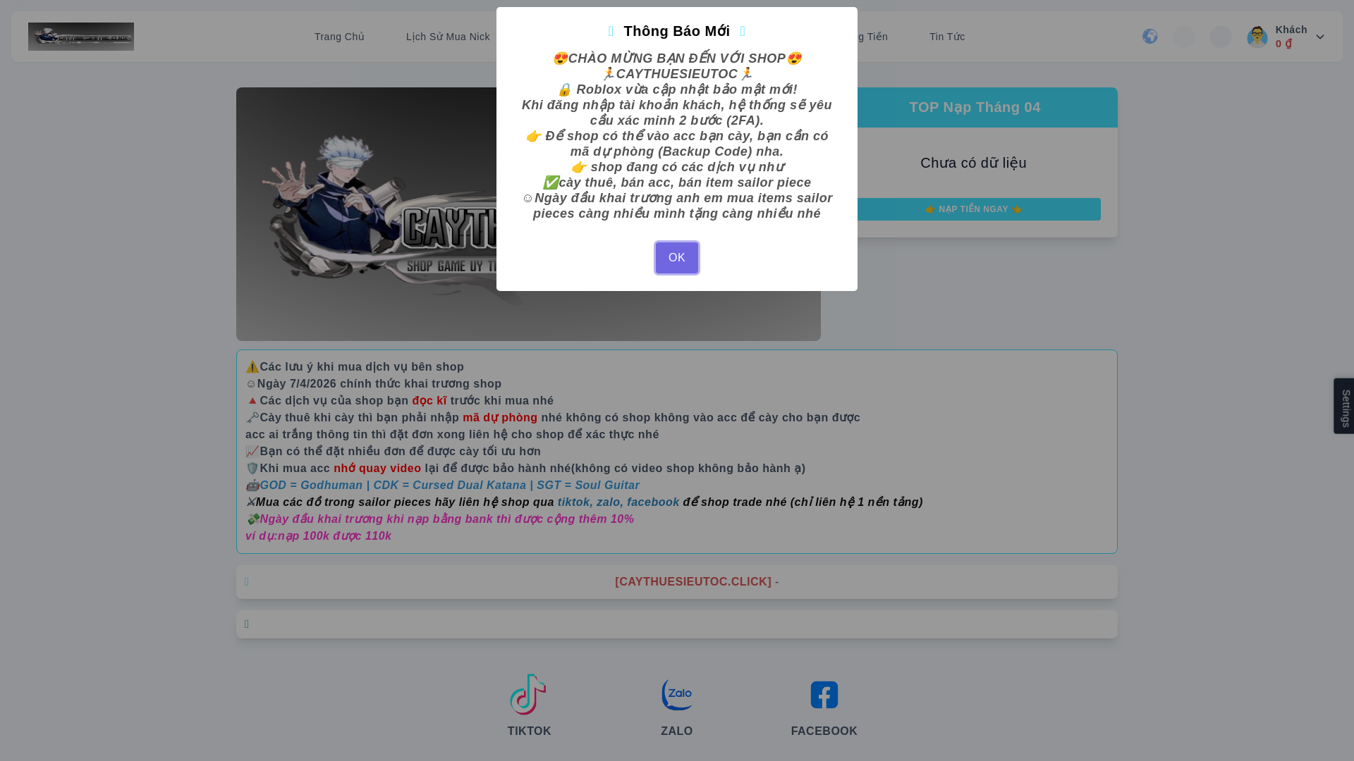 website screenshot of https://caythuesieutoc.click