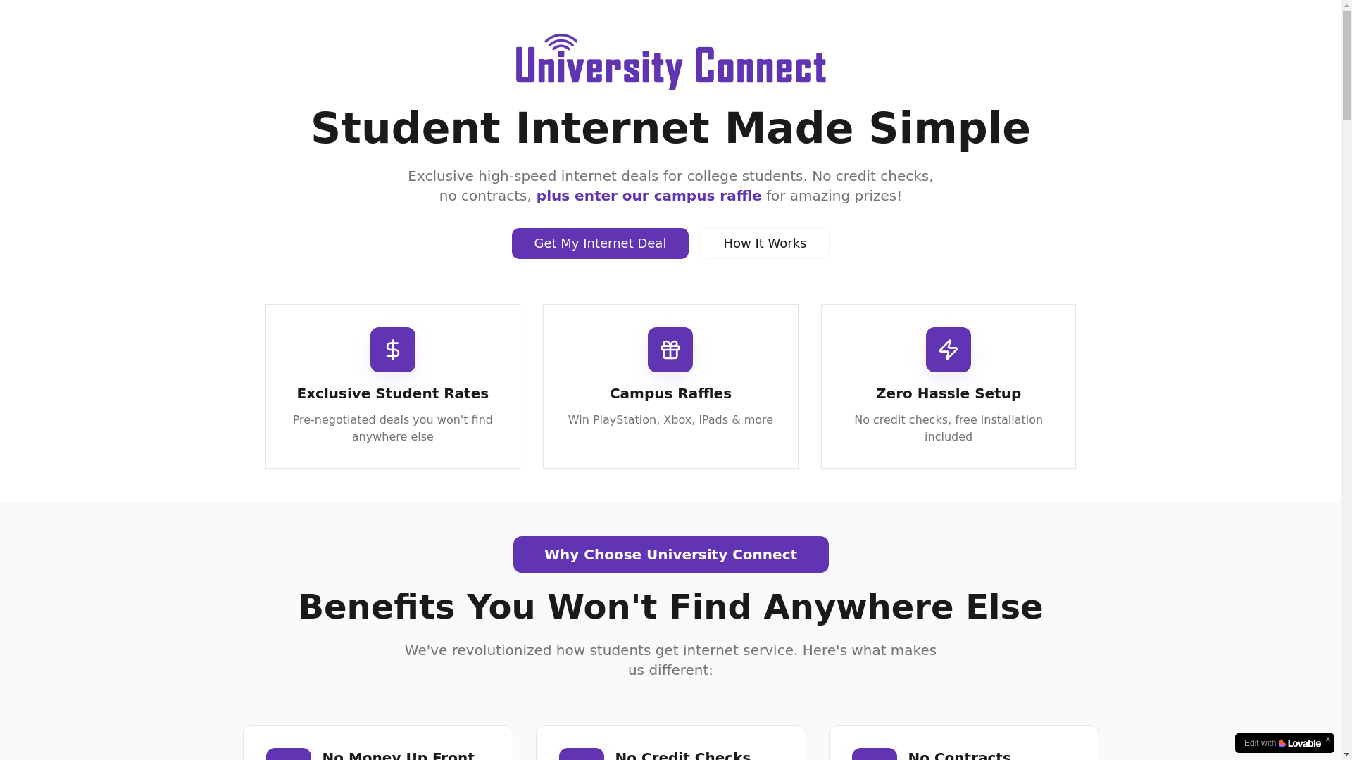 website screenshot of https://universityconnect.io/
