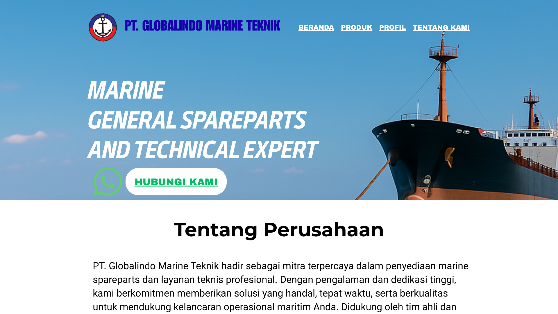 website screenshot of https://globalindomarineteknik.com/