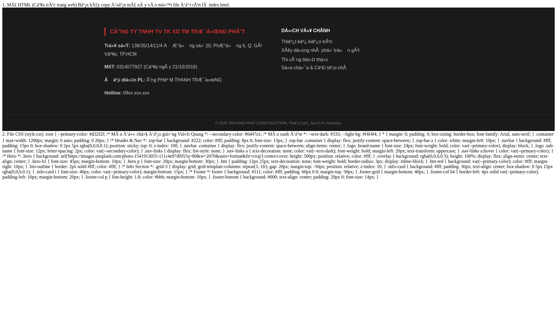 website screenshot of https://thanhtruongphat.com/