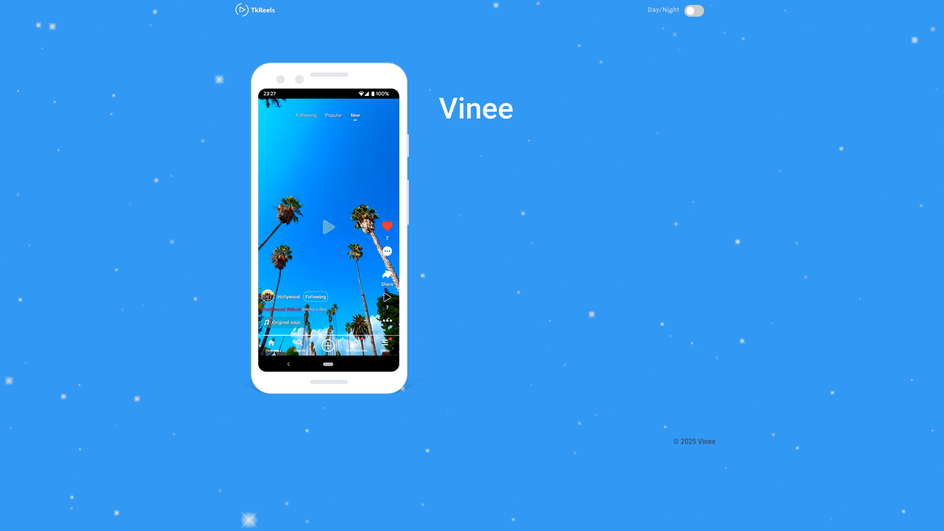 website screenshot of https://vineeapp.com/
