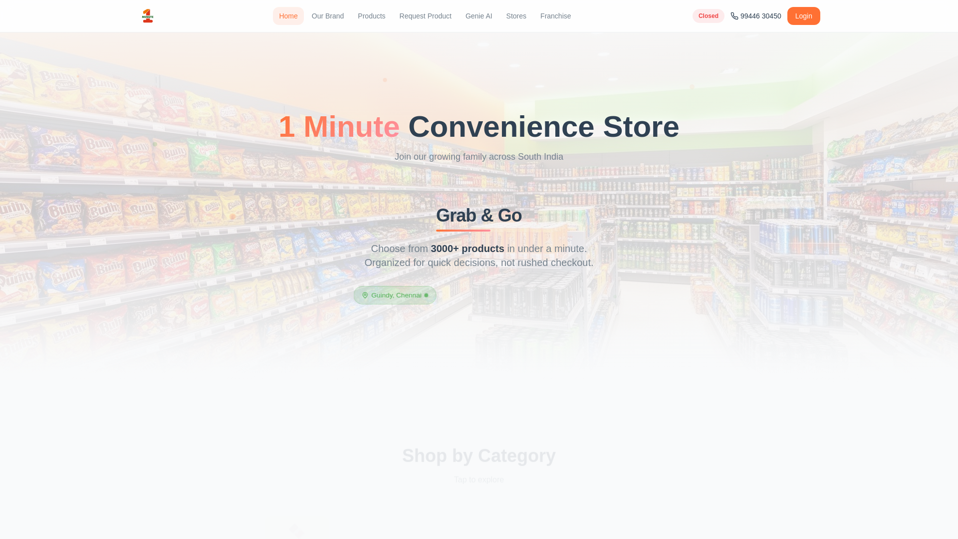 website screenshot of https://1minutestore.in/