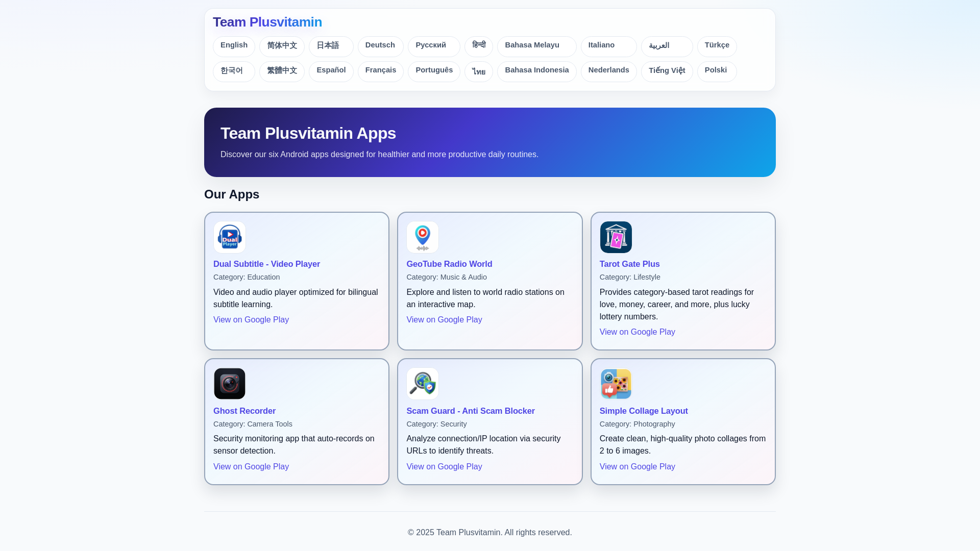 website screenshot of https://tplusvitamin.com/