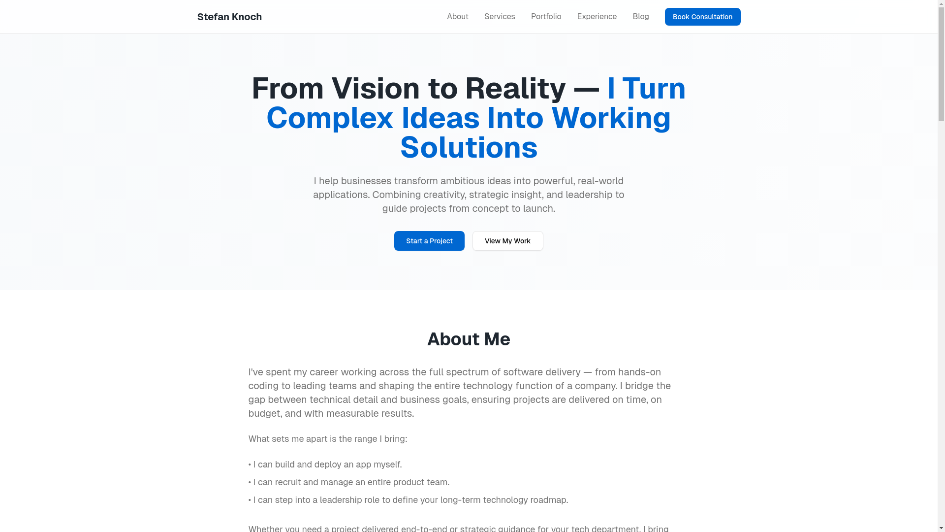 website screenshot of https://stefanknoch.com/